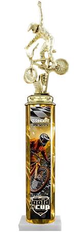 Trophy: 18 1 column, 2x4 white marble base, 12" (C 2