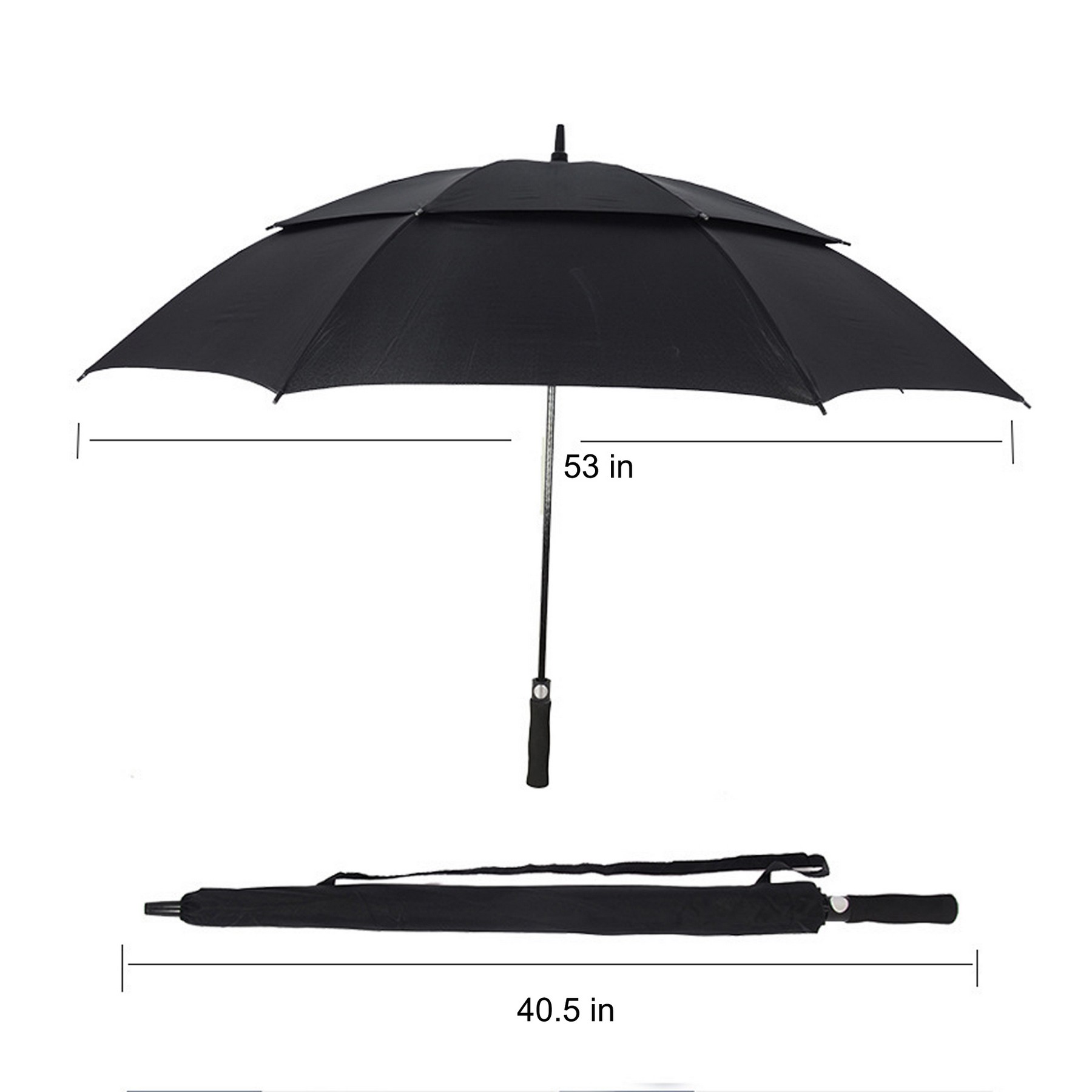 30" Oversize Double Canopy Vented Windproof Umbrella 3