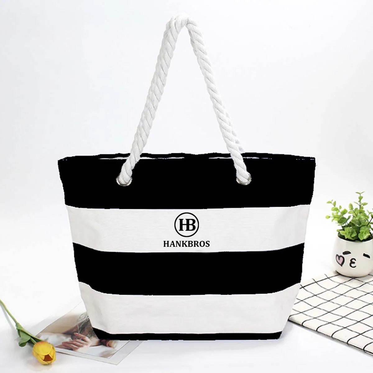 Canvas Tote Beach Bag, custom tote bag with logo imprint 2