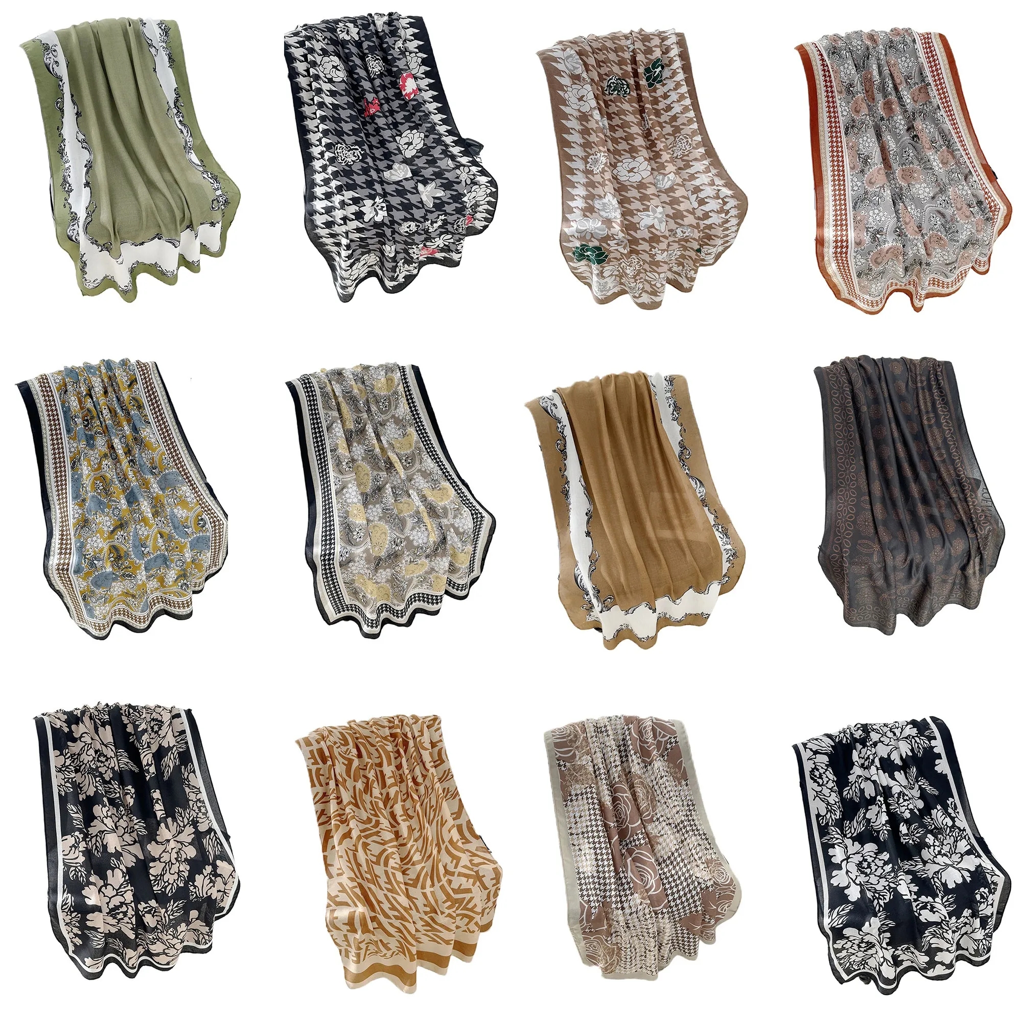 Vibrant Patterned Linen Colorful Scarf 6