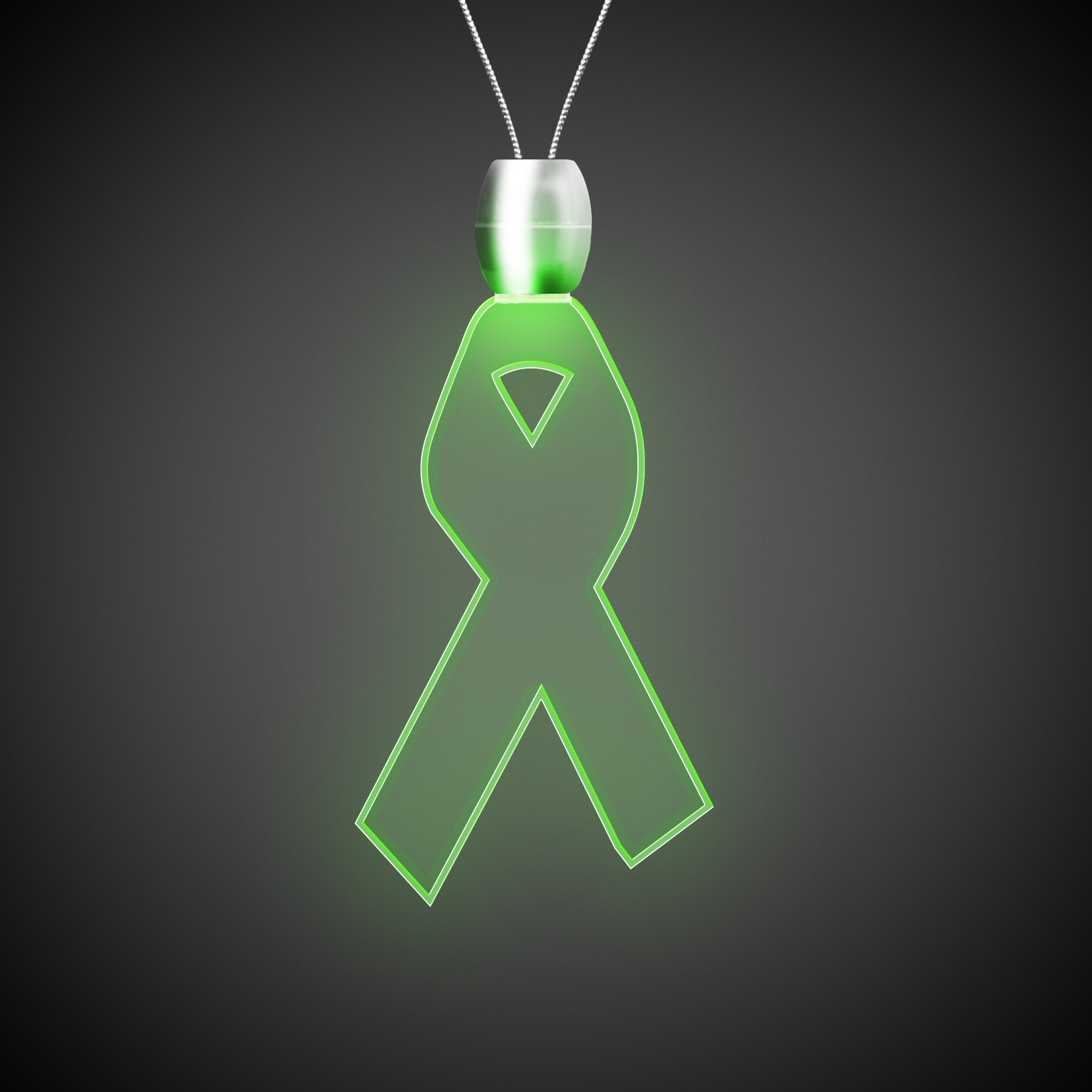 Ribbon Green Light-Up Acrylic Pendant Necklace