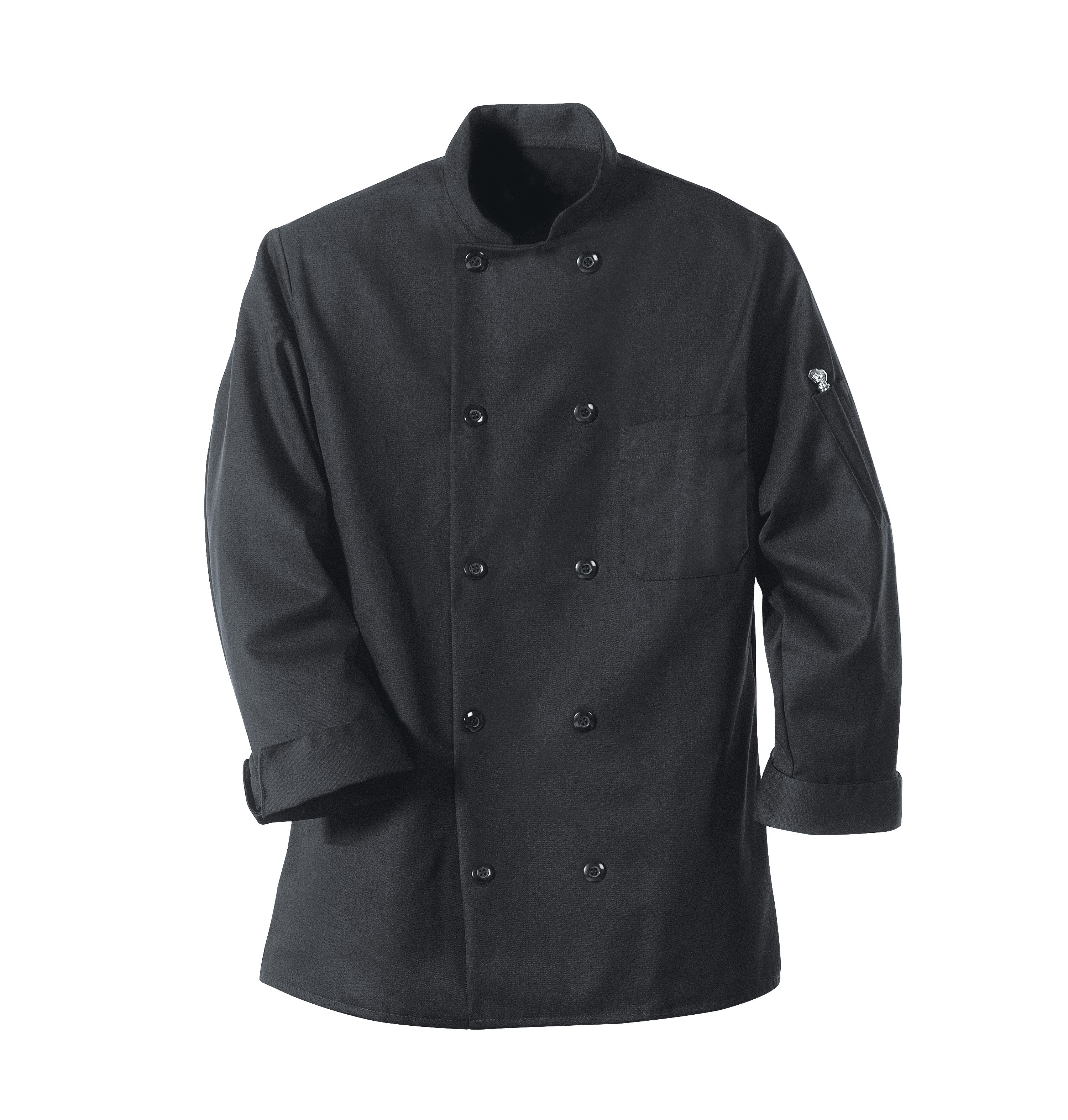 Red Kap® Black Chef Coat Ten Pearl Buttons 2