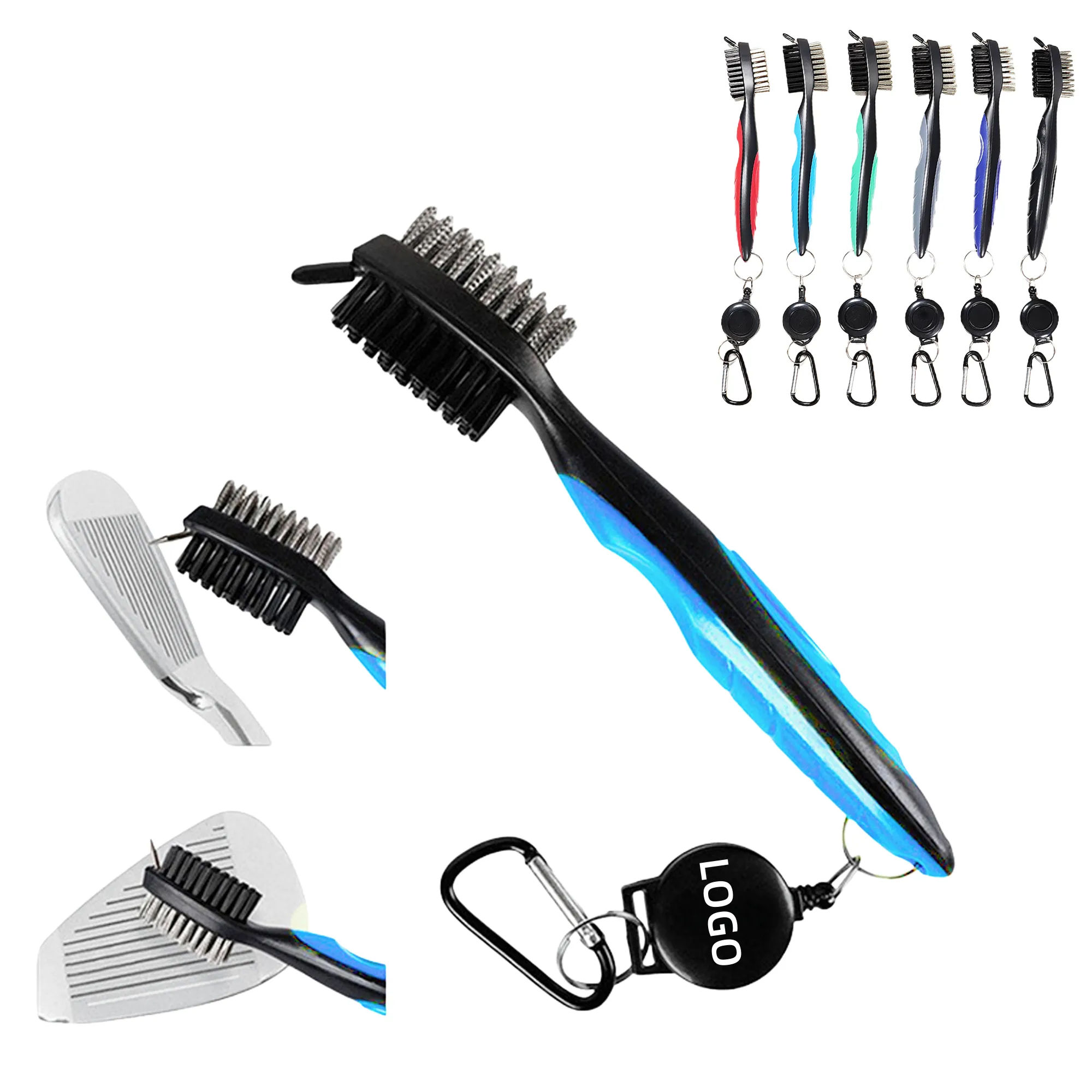 Golf Club Brush and Retractable Zip-line Aluminum Carabiner 4