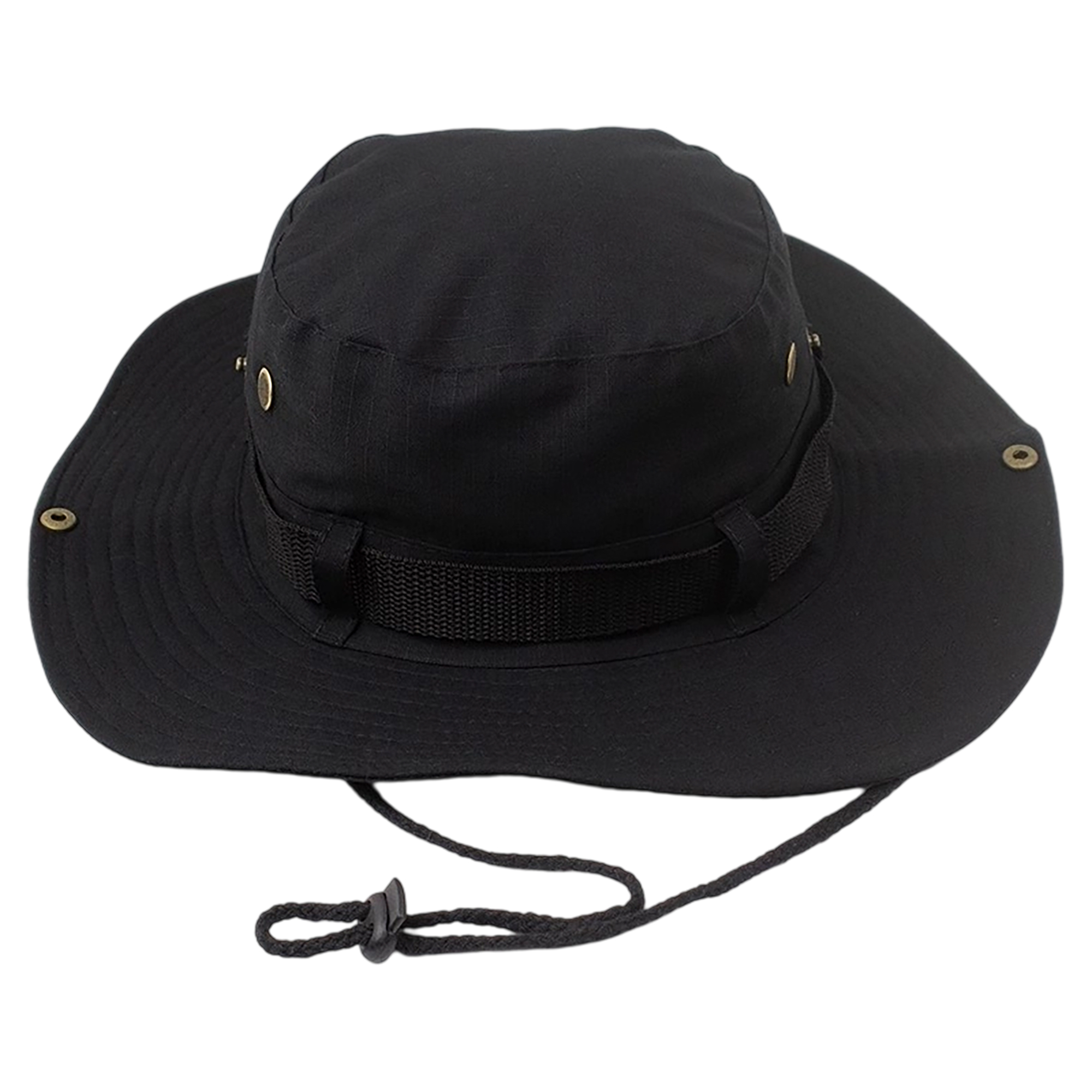 Cotton Wide Brim Boonie Hat With Chin Cord And Ventilation Mesh 2
