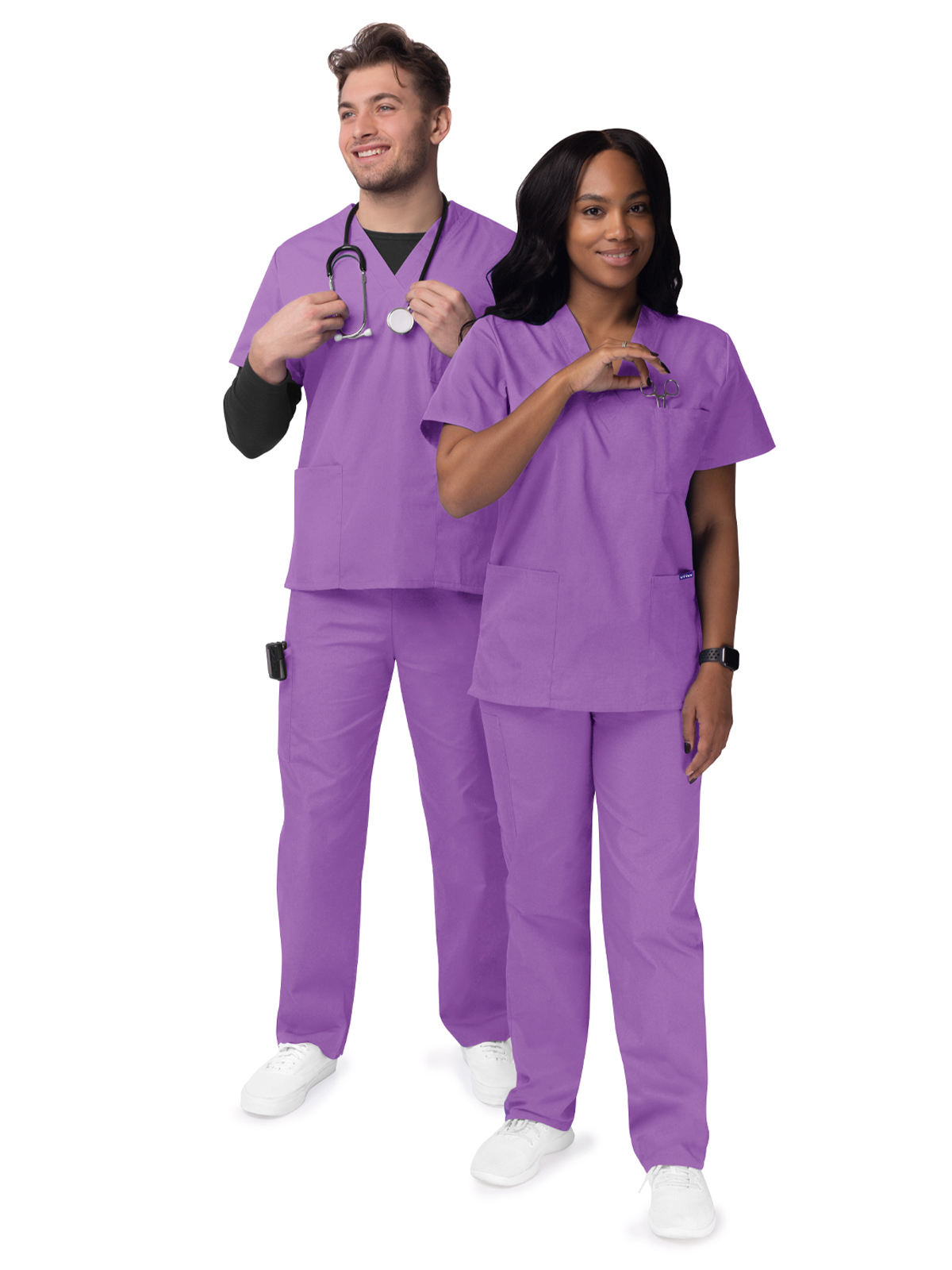 Adar - Sivvan - Unisex V-Neck Top Drawstring Pant Scrub Set 17
