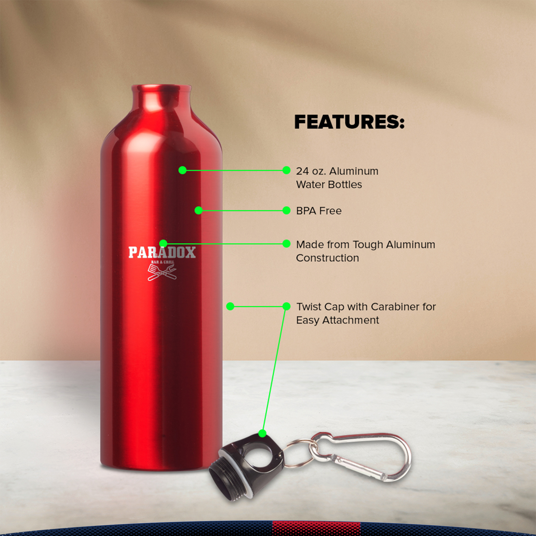 Vchlie Aluminum Water Bottle - 24 OZ. 1