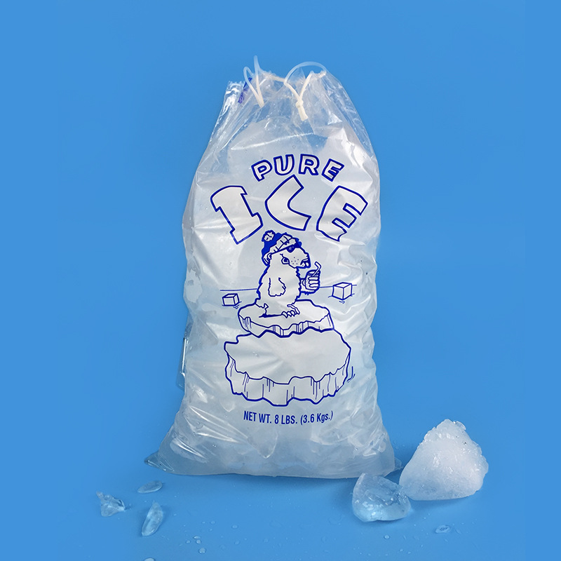 8LB Plastic Ice Cube Bags W/Drawstring 4