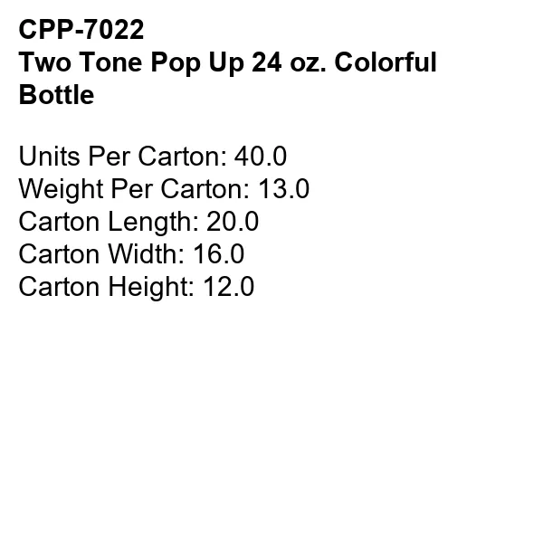Two Tone Pop Up 24 oz. Colorful Bottle 8