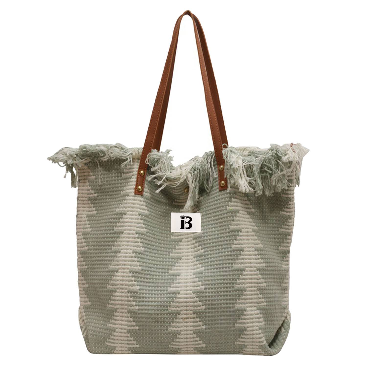 Wool woven tote bag