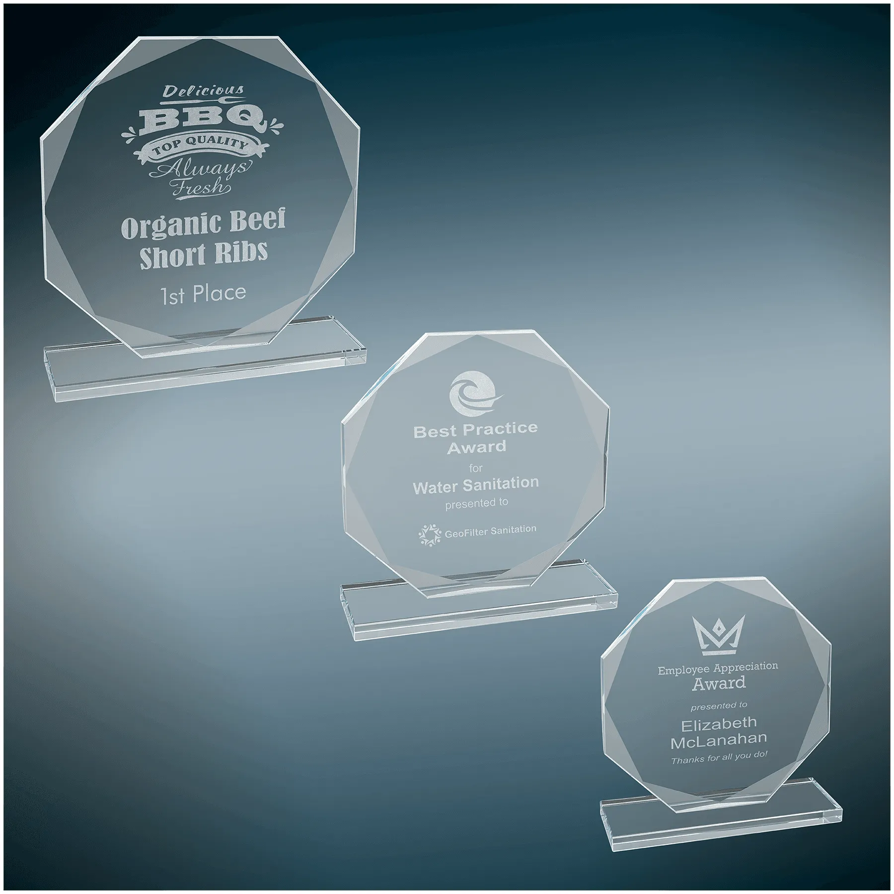 Octagon Clear Glass Award 8