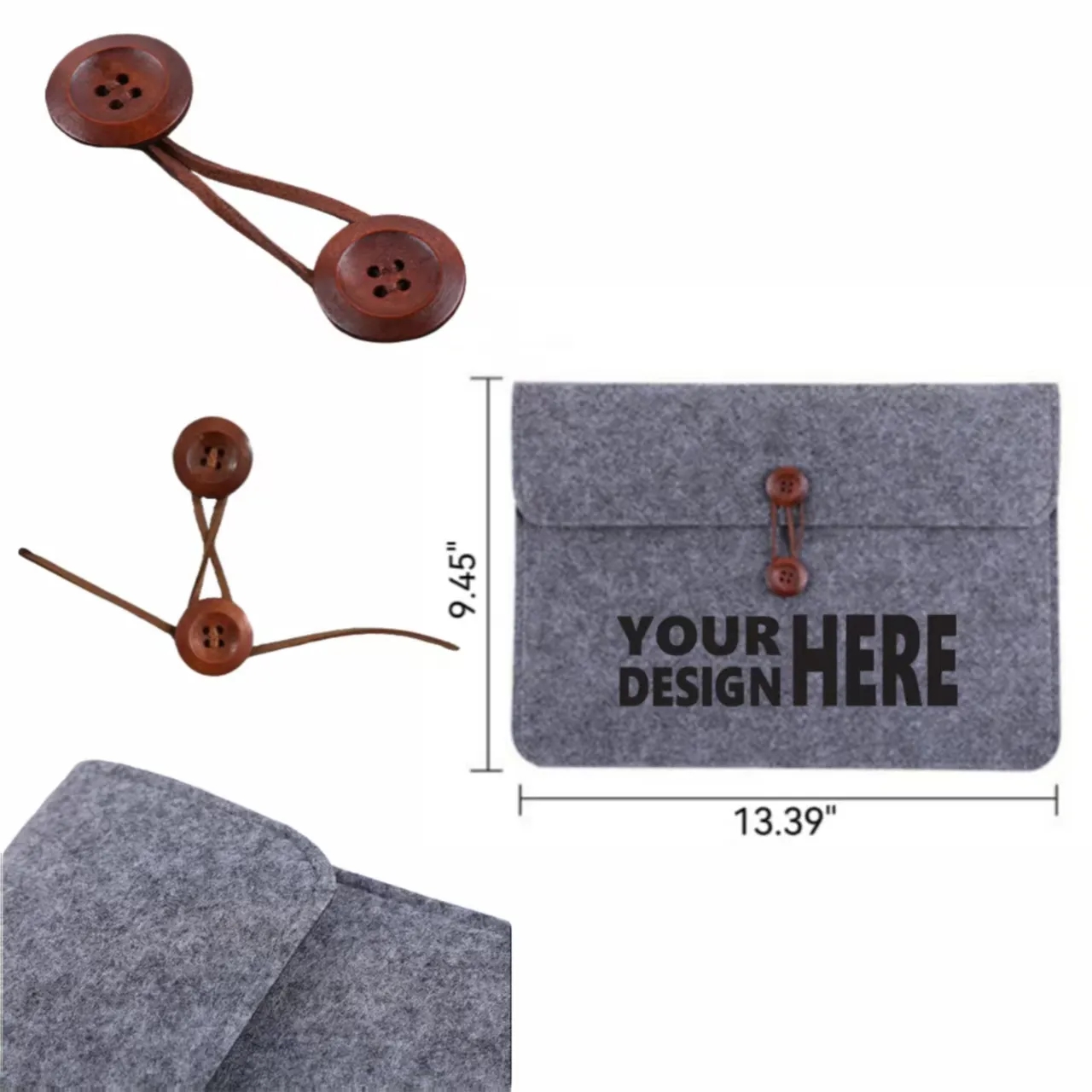 Customizable Felt Document Bag, Button Office Organizer 4