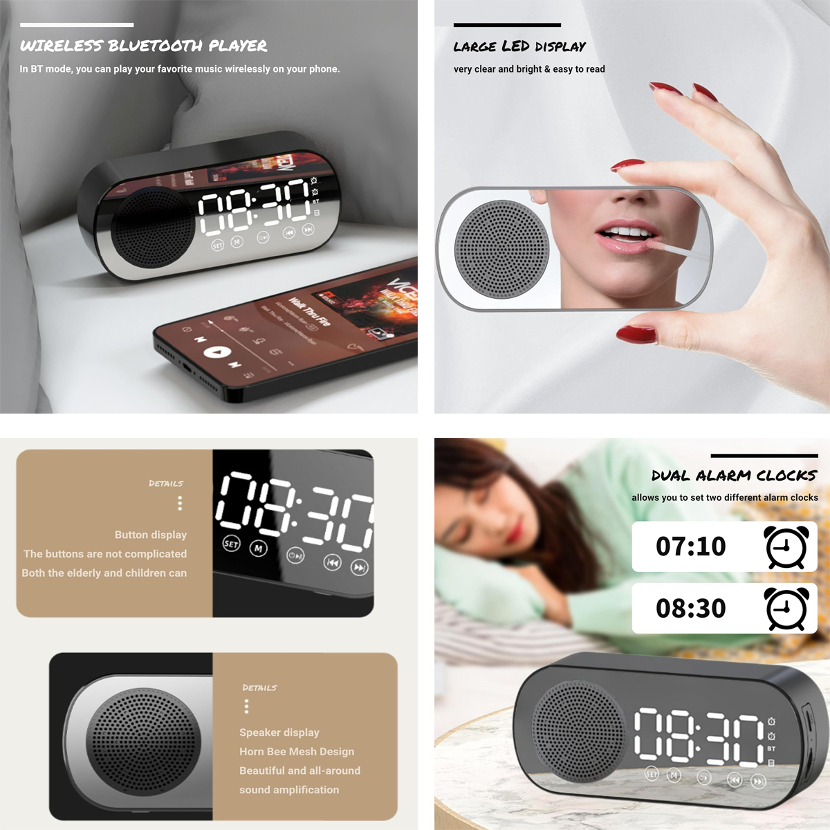 Wireless Speaker with Dual Alarm Clock 2