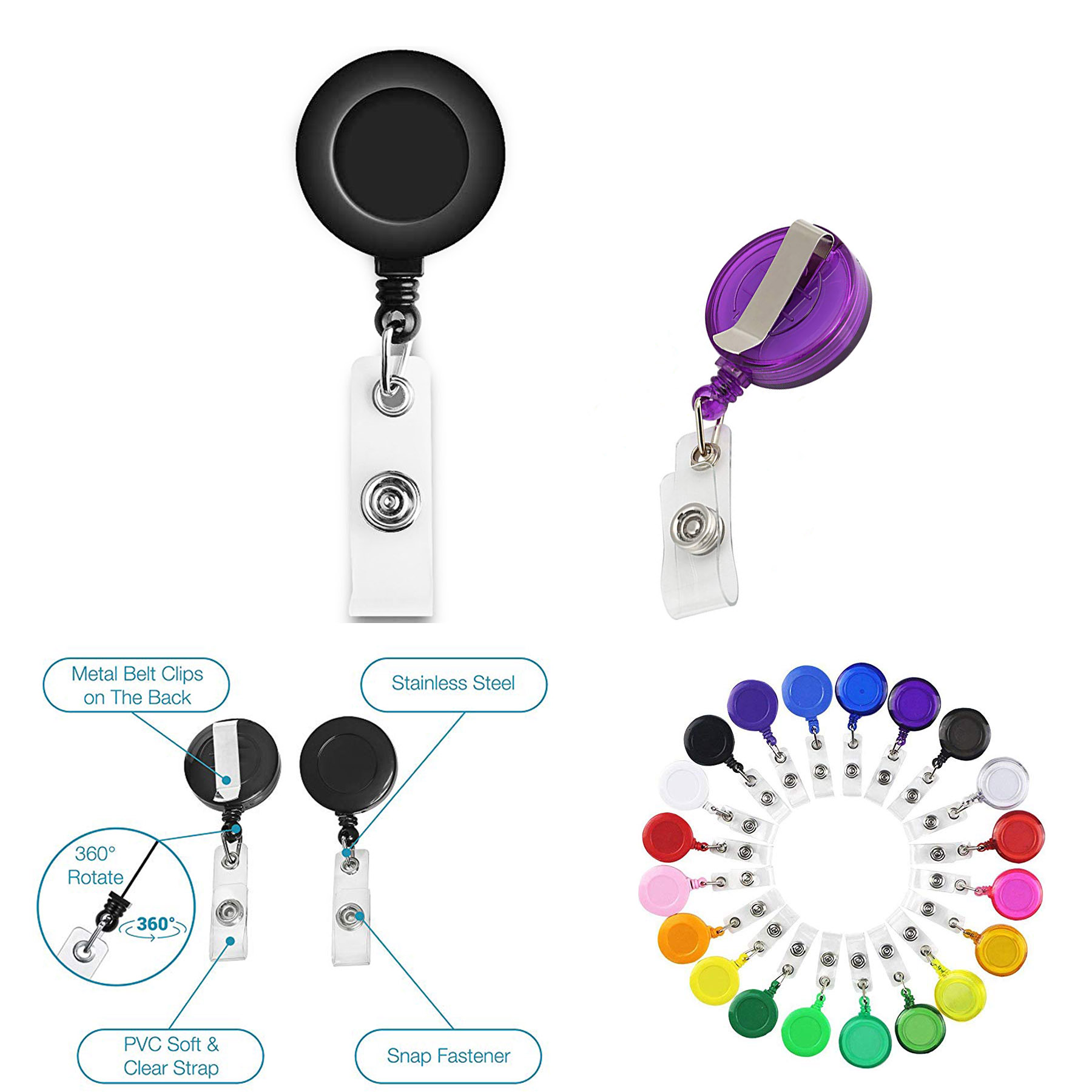 Retractable Badge Reel & Badge Holder with Clip Backing 1