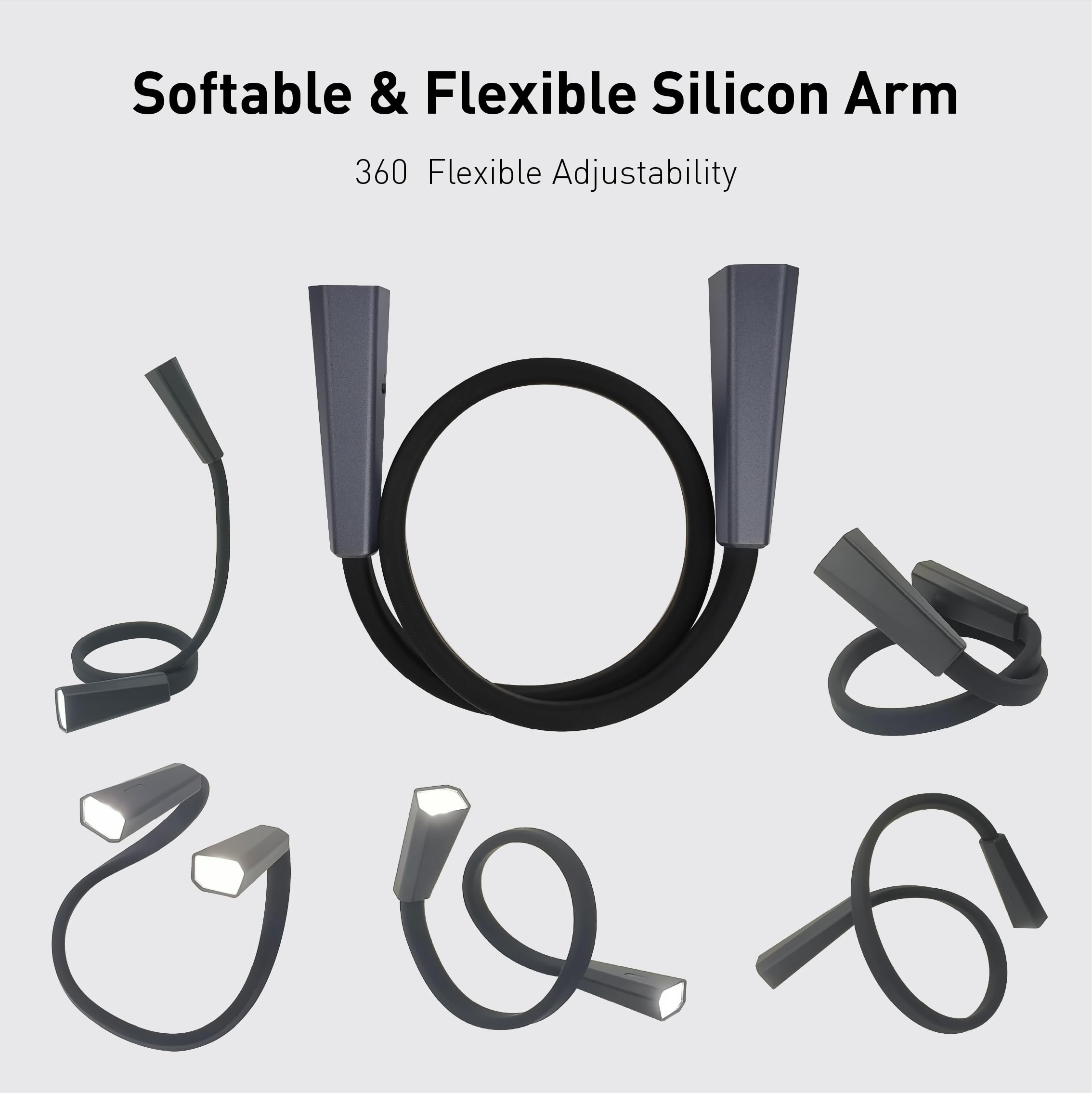 Flexible Foldable LED Neck Book Light w/ USB Charging 3