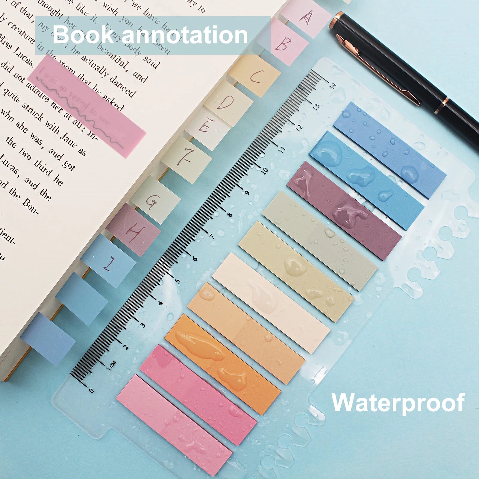 3 PCS Sticky Note Tabs Ruler with Pen Set 6