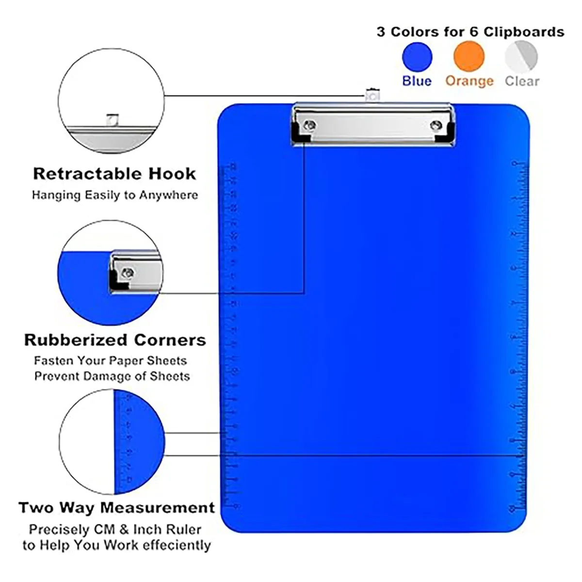 With Hangable Low Profile Clip and Side Ruler A4 Clipboards 4