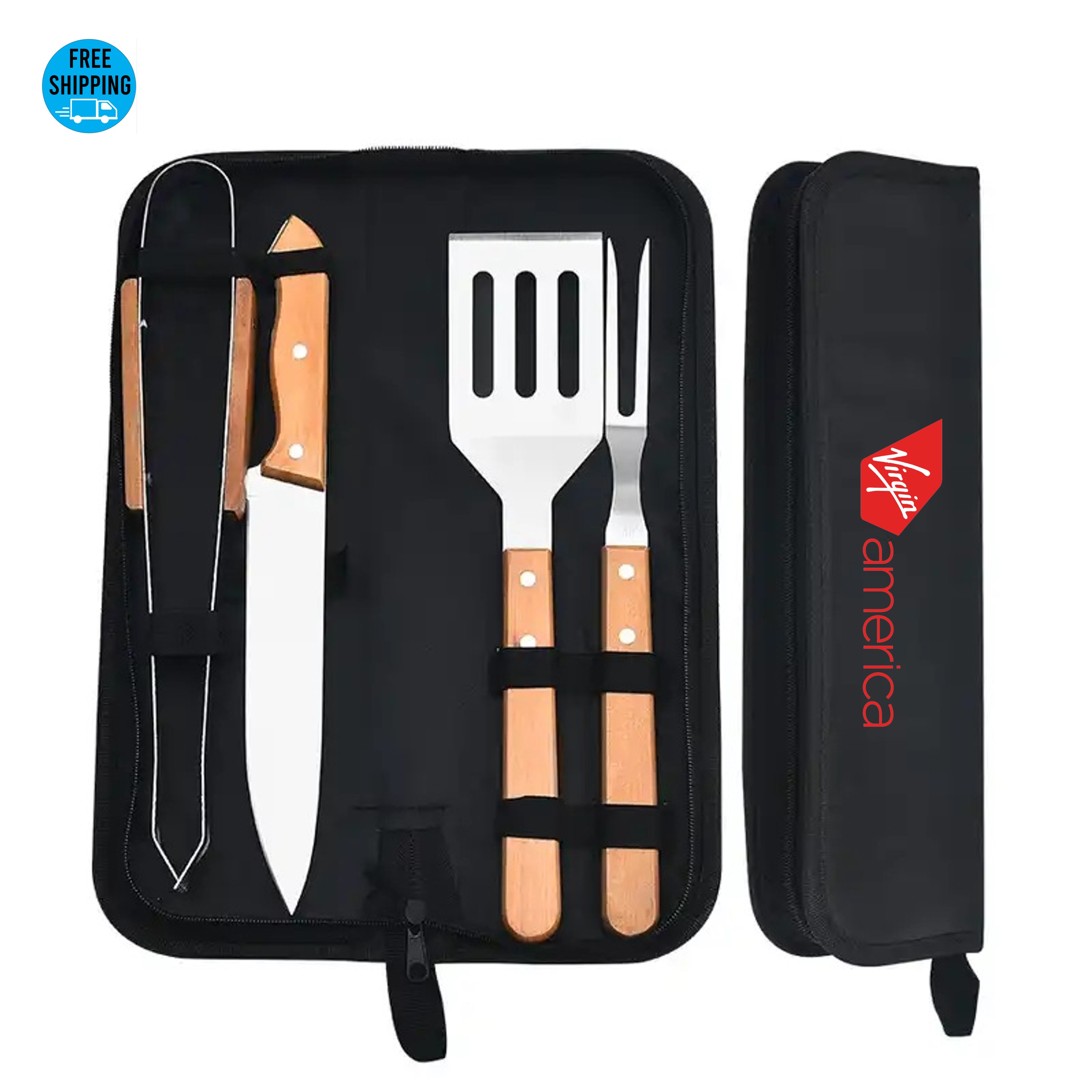 4-Piece BBQ Grill Tool Set with Wood Handle - OCEAN 2