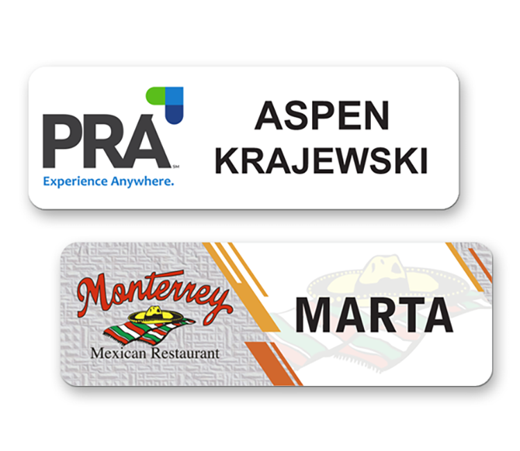 The Athena full color metal name badge 1"x3" 2