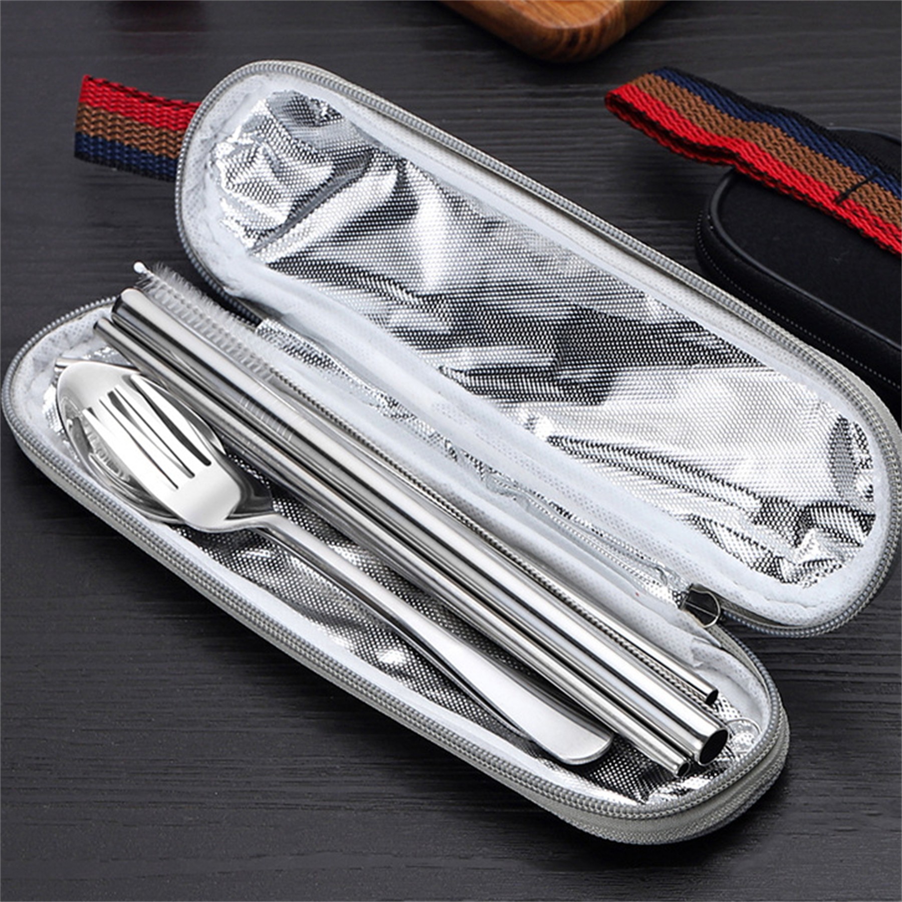 Stainless Steel Utensils With Straw Set Of 7 4