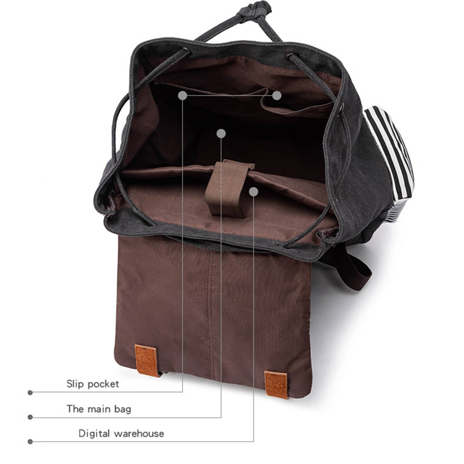 Striped Casual Canvas School Backpack 9