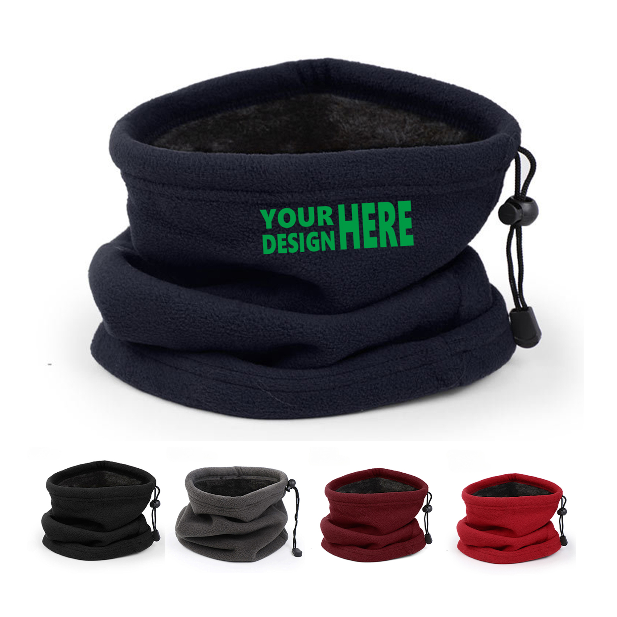 MOQ50 Personalized Winter Fleece Neck Warmer Drawstring Design 2