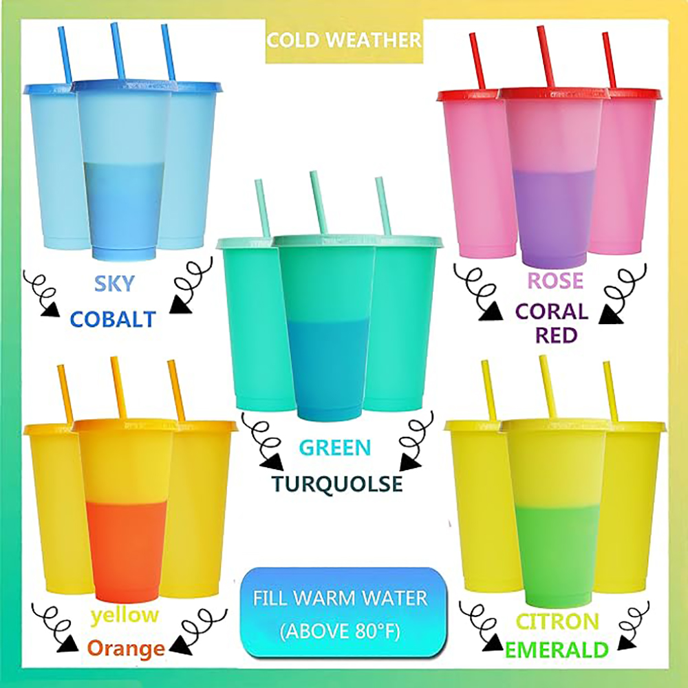 24oz Reusable Color Changing Cup Plastic Cup with Lid 8