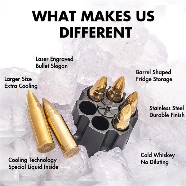 Stainless Steel Bullet Shaped Whisky Ice Cube With Base 5