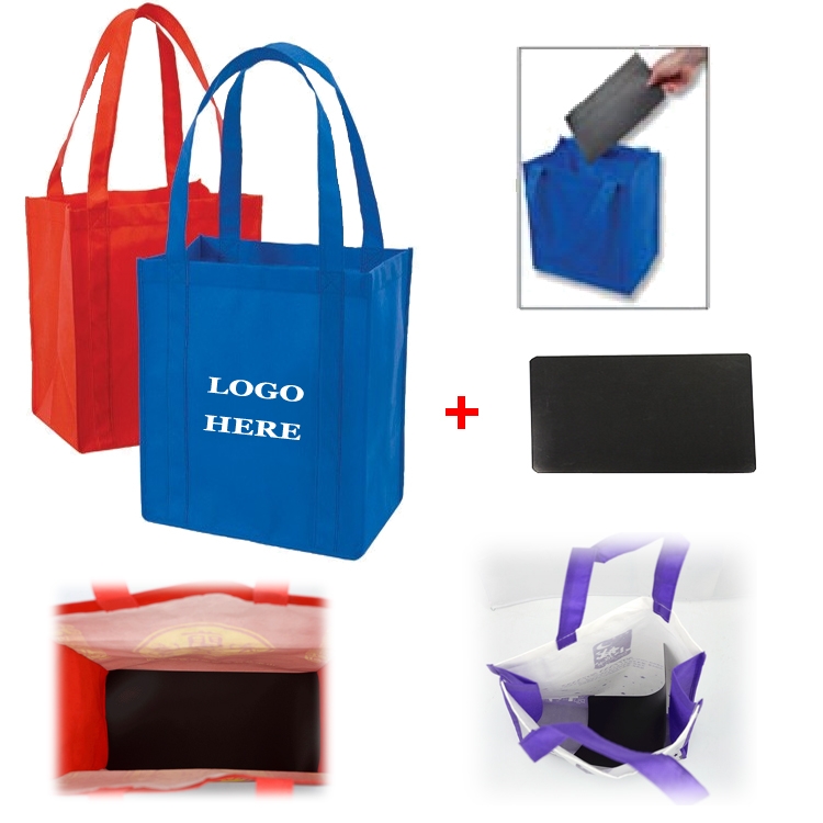 Non-Woven Grocery Tote Bag w/ Bottom Insert, custom non-woven bag with logo imprint 2