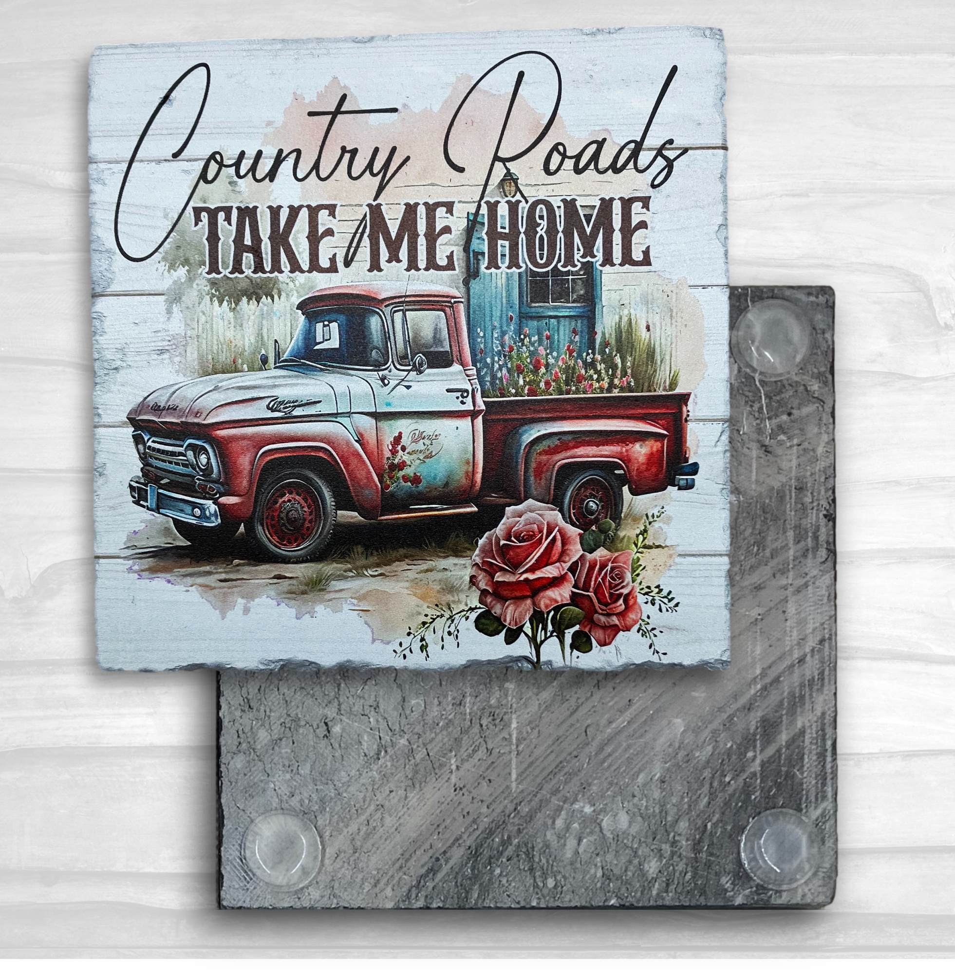 Square Coaster Black Tumbled Marble 4