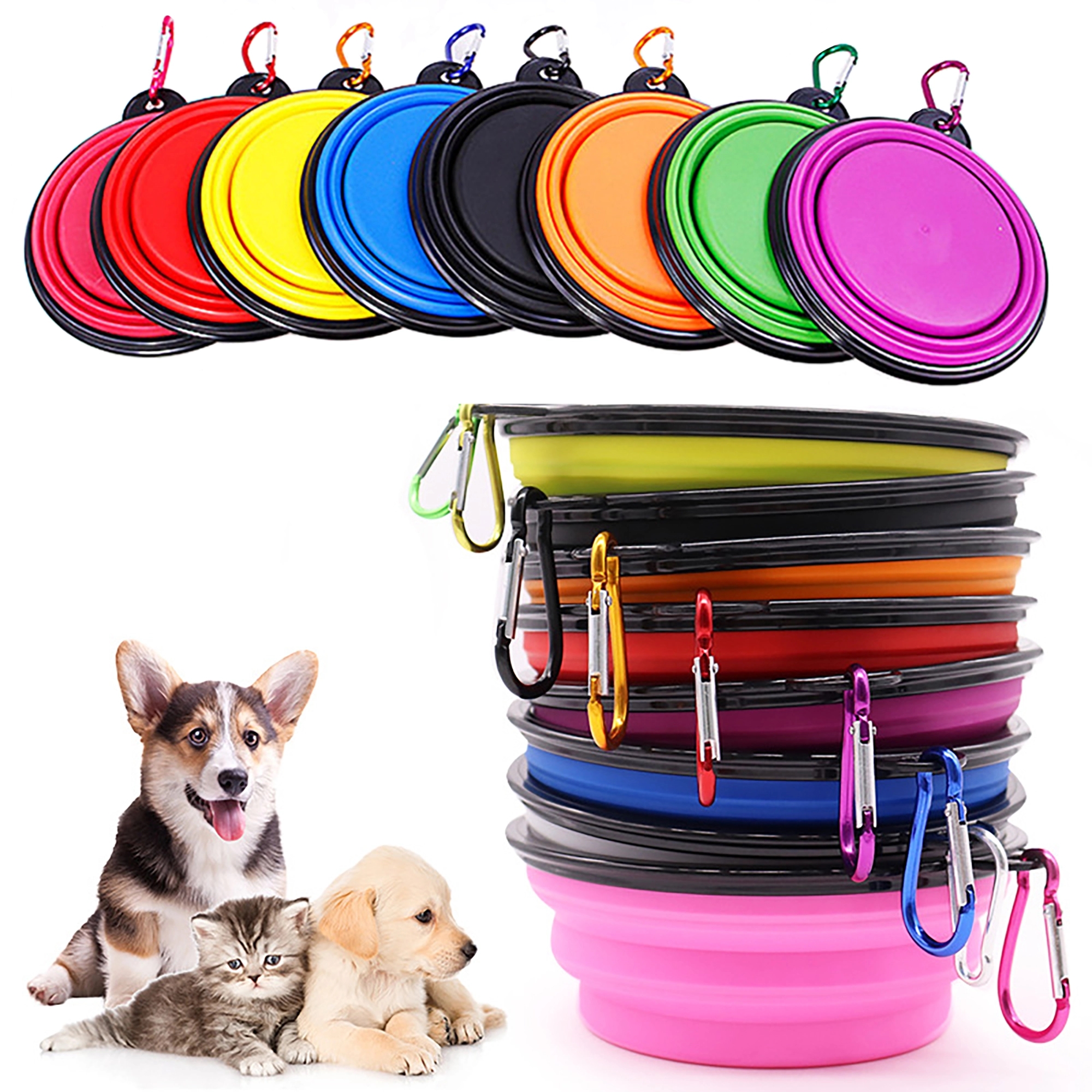 MOQ 50pcs Collapsible Silicone Pet Bowl 7