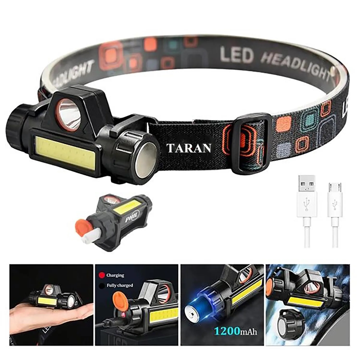 Led & Cob Rechargeable Headlamp With Magnet 1