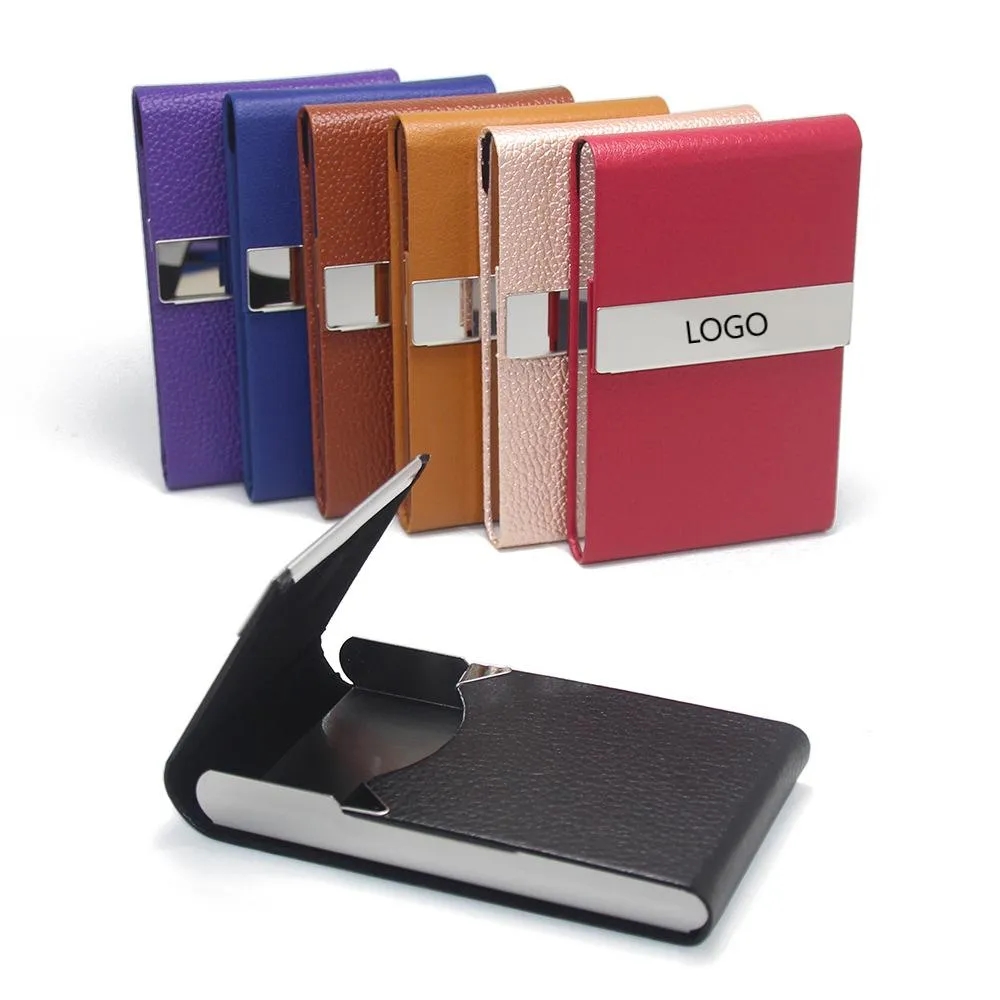 Leather Business Card Holder with Magnetic Closure 5