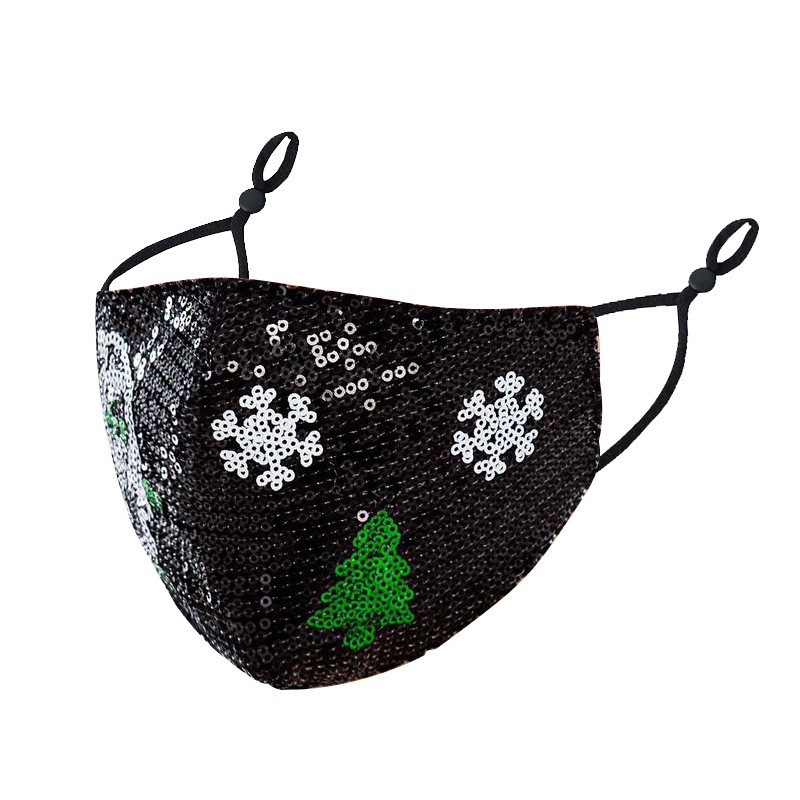 Christmas Design Bling Sequin Face Mask w/ Adjustable Ear Loop 1