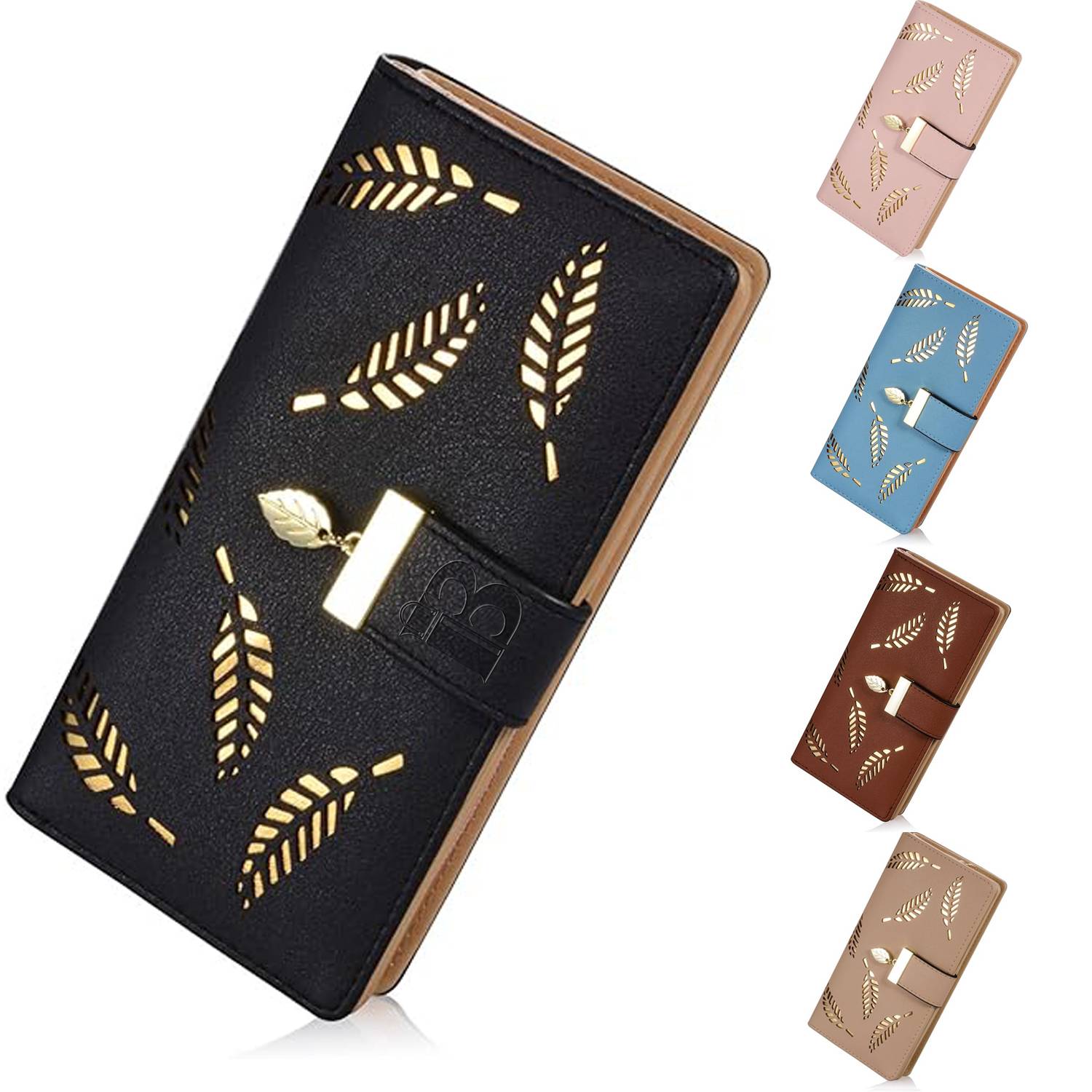 Trendy Korean Leaf Pattern Zipper Clasp Handbag Wallet 1