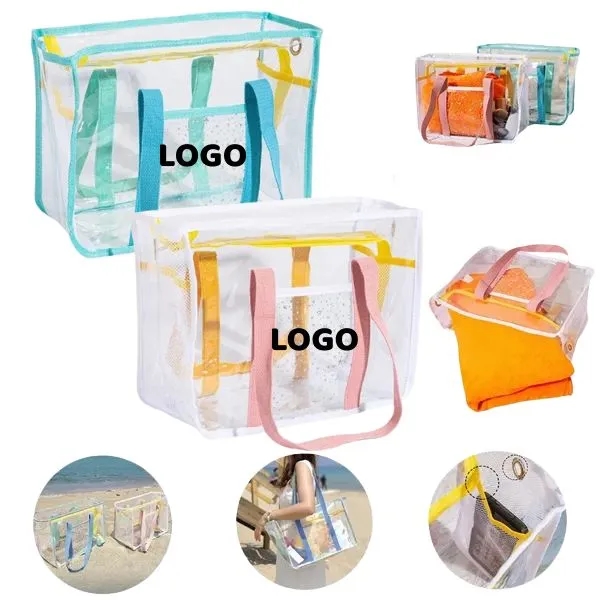 Clear PVC Zipper Beach Tote Bag - Large Capacity 3