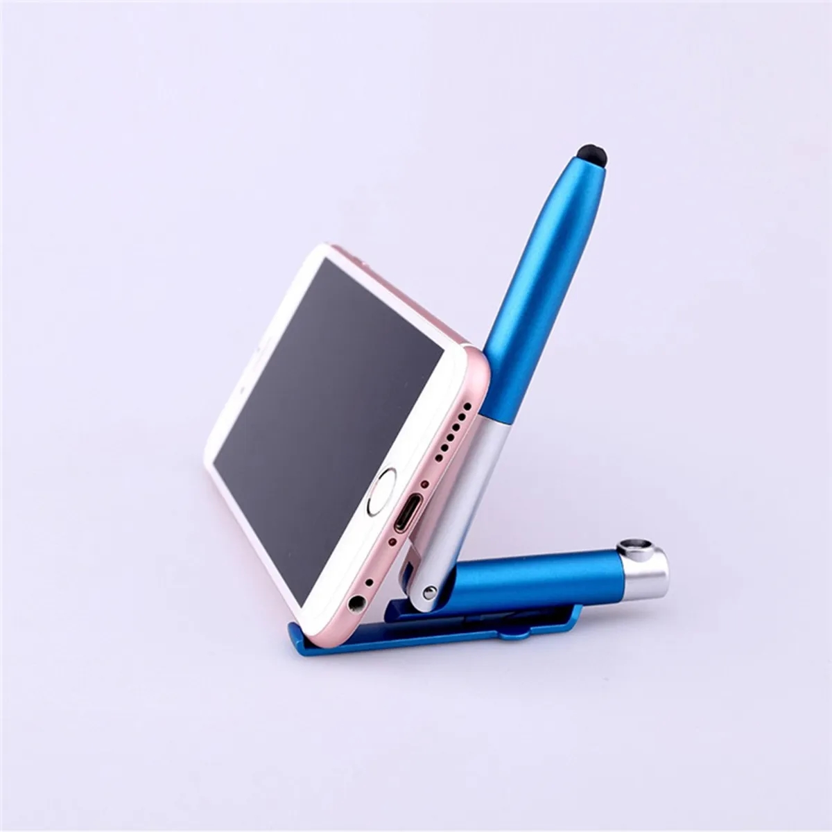 Folding Ballpoint Stylus Touch Pen Flashlight Phone Holder 2
