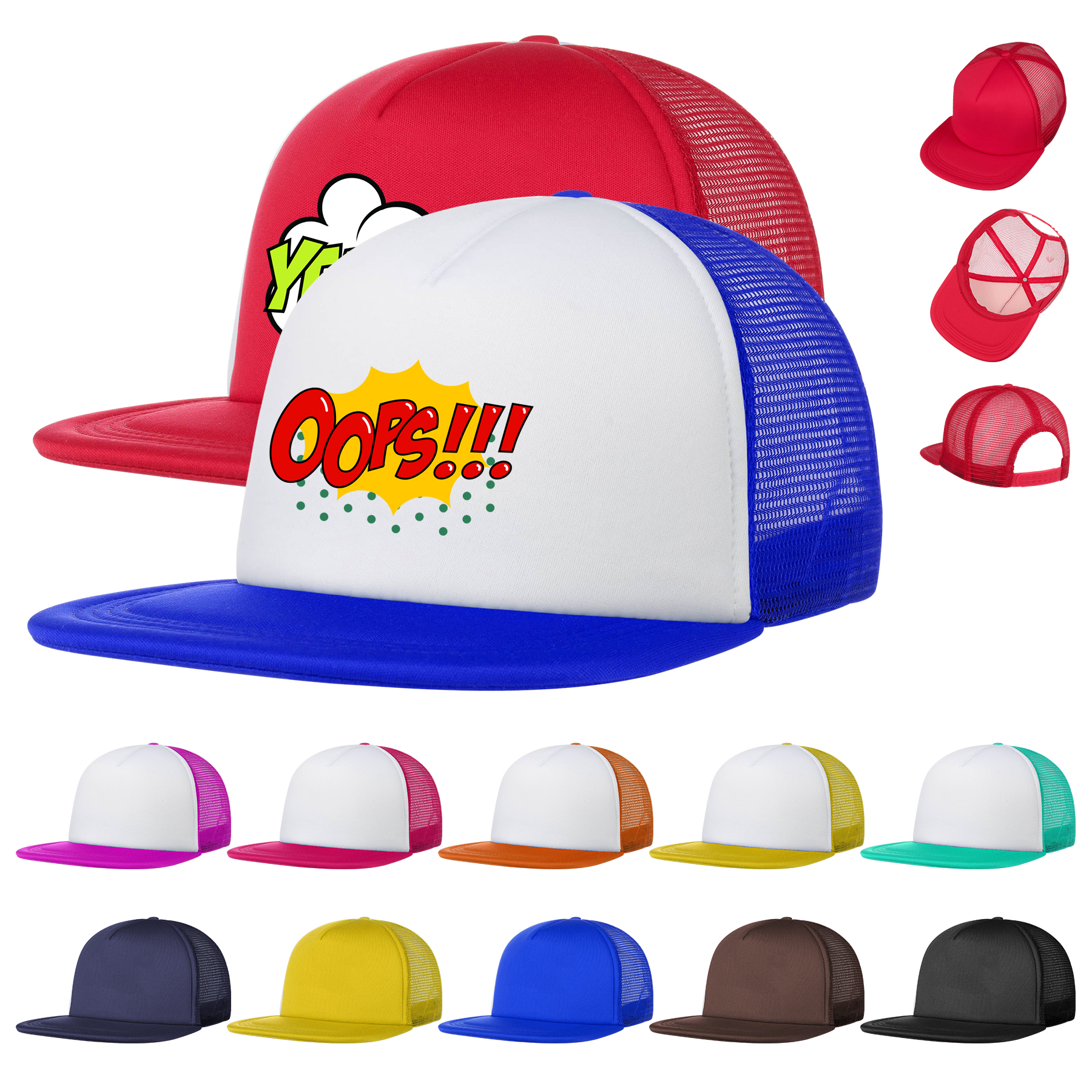 Flat Bill Trucker Mesh Cap 2