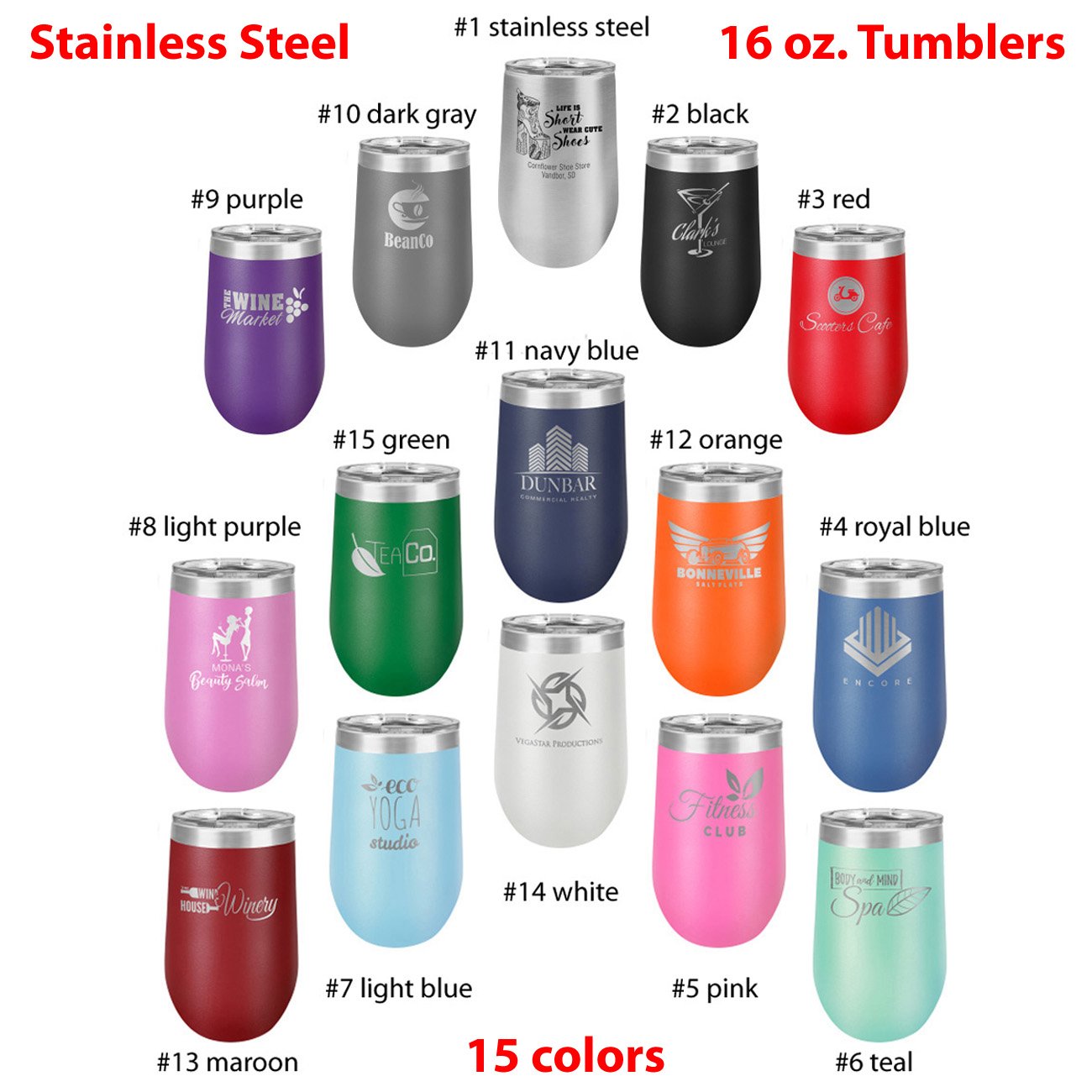 Polar Camel 16oz. Stainless Steel Vacuum Insulated Stemless Tumbler 1