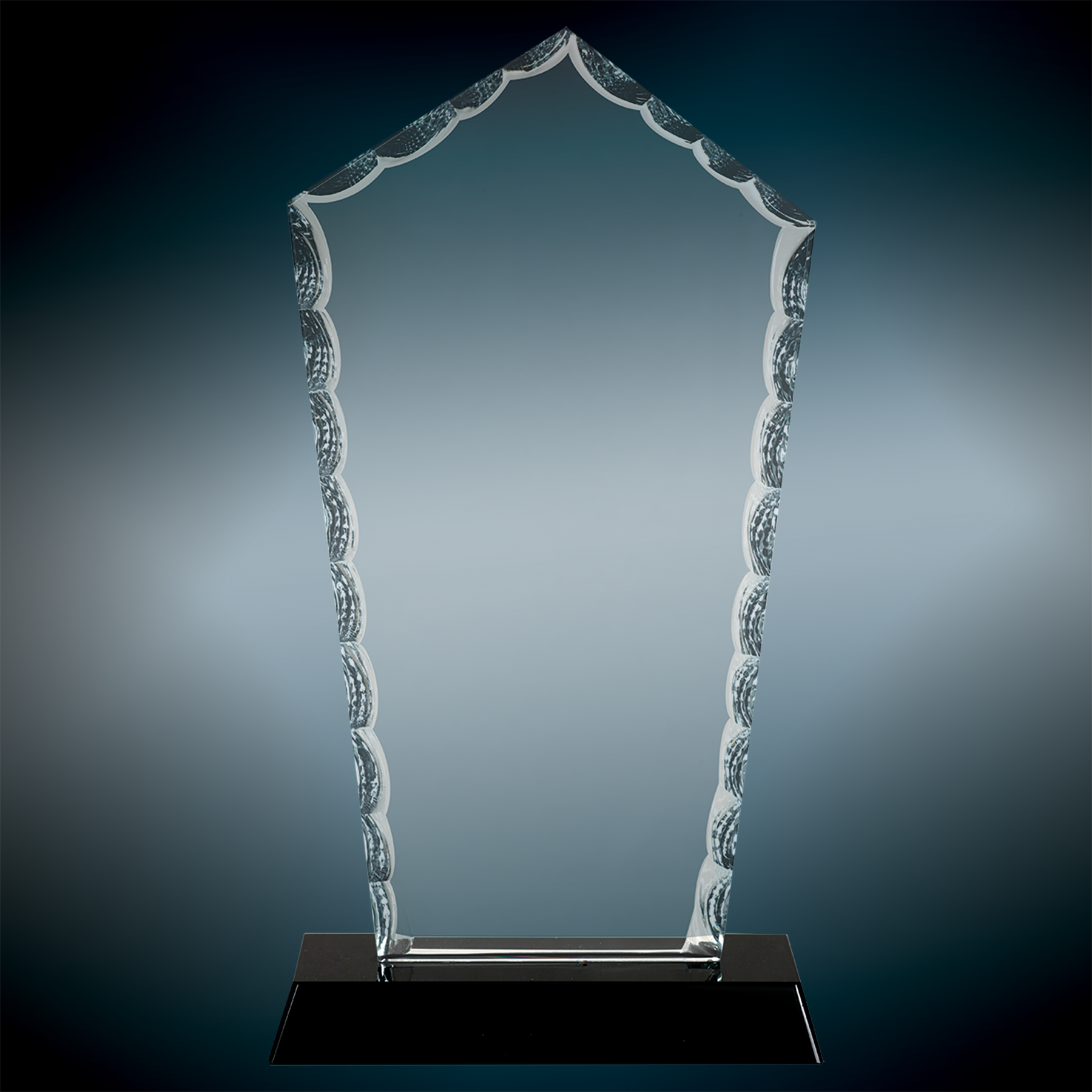 7 3/4" Diamond Facet Glass Award On Black Base 2