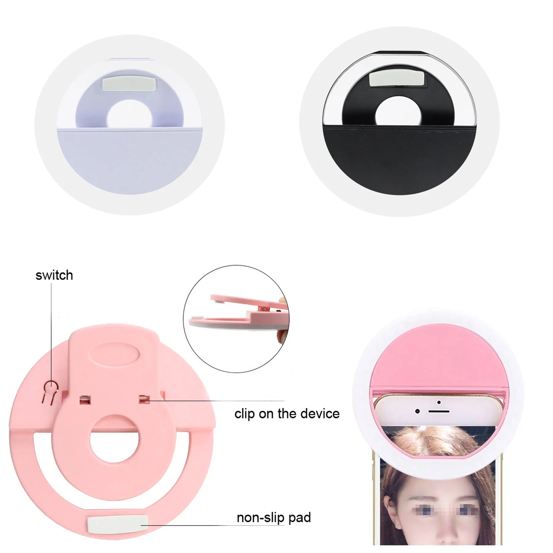 Rechargeable Phone Clip Selfie Ring Light 4