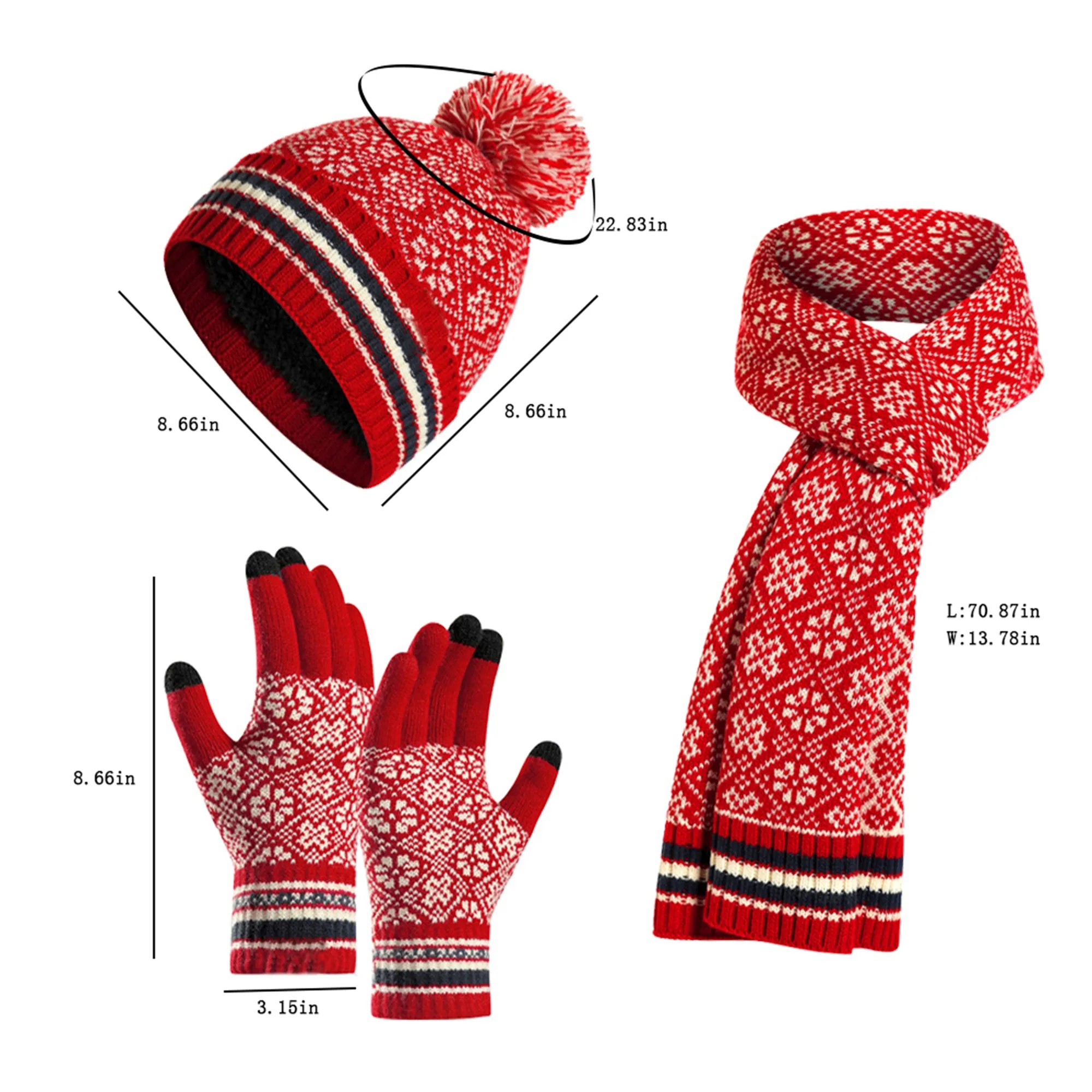 Custom Logo Winter Hat Scarf Gloves Set 5