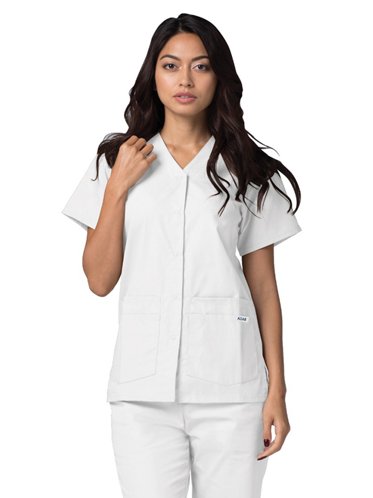 Adar - Universal - Women's Double Pocket Snap Front Top 7