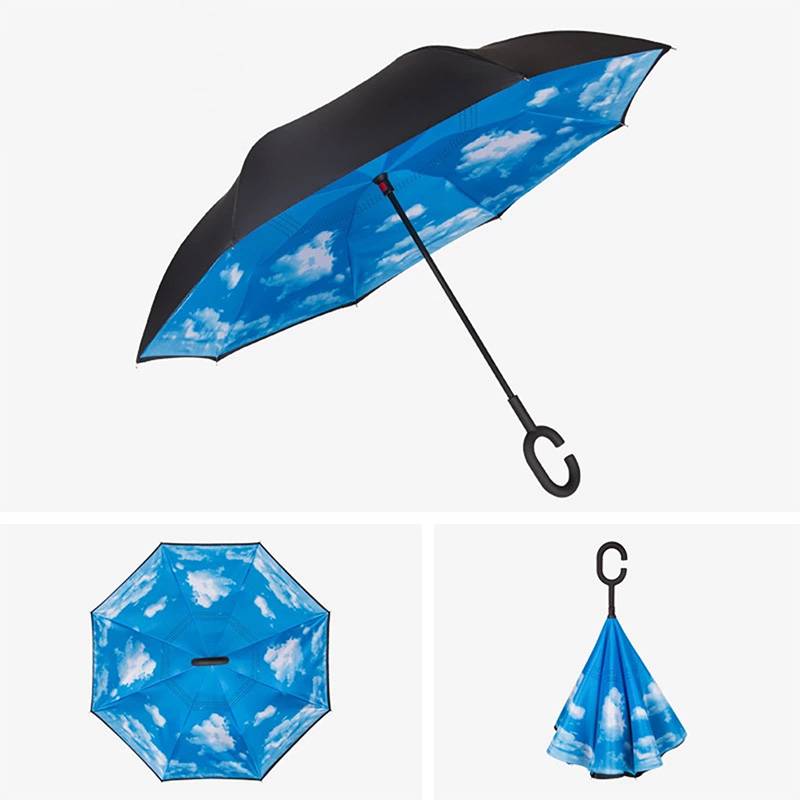 Reversible Inverted Umbrella With C-Shape Handle 7