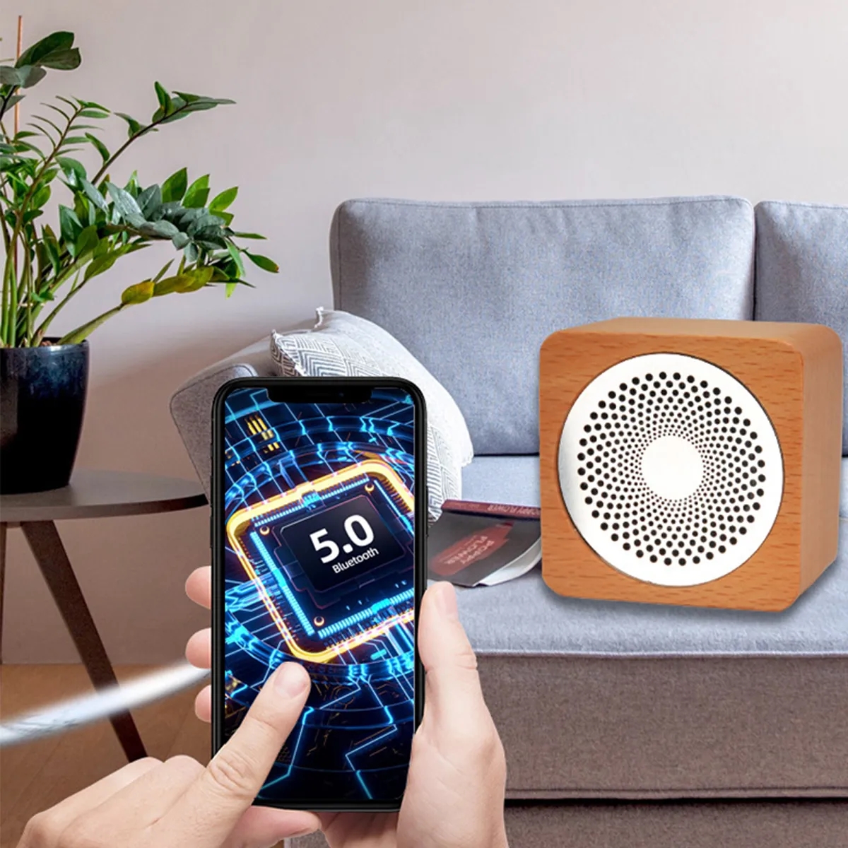 Natural Cube Wood Bluetooth Wireless Speaker 3