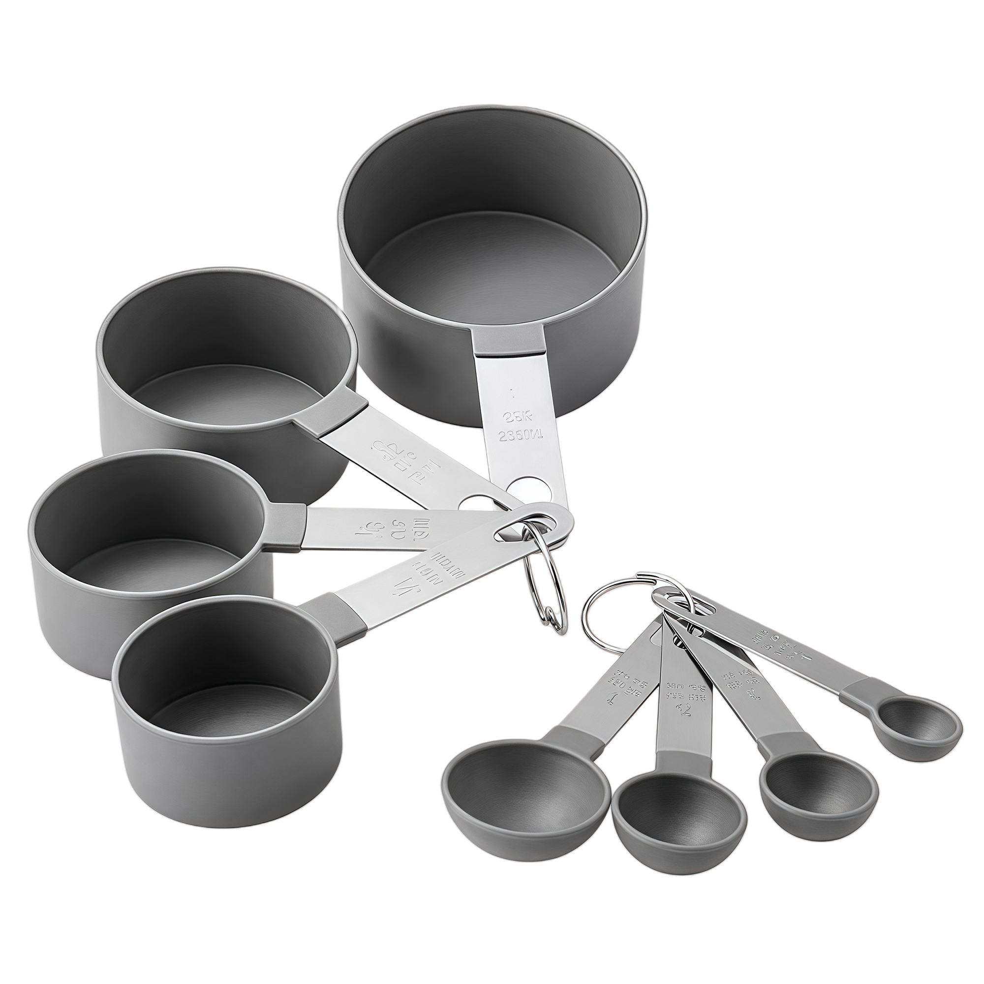 8-Piece Stainless Steel Handle Measuring Spoon Set with Plastic Cups 5