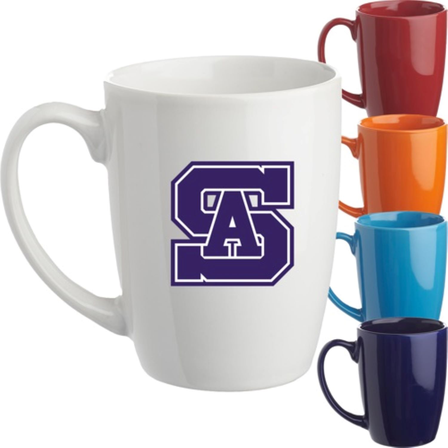 12 oz Custom Imprint Glossy Mugs Curved Grip 3