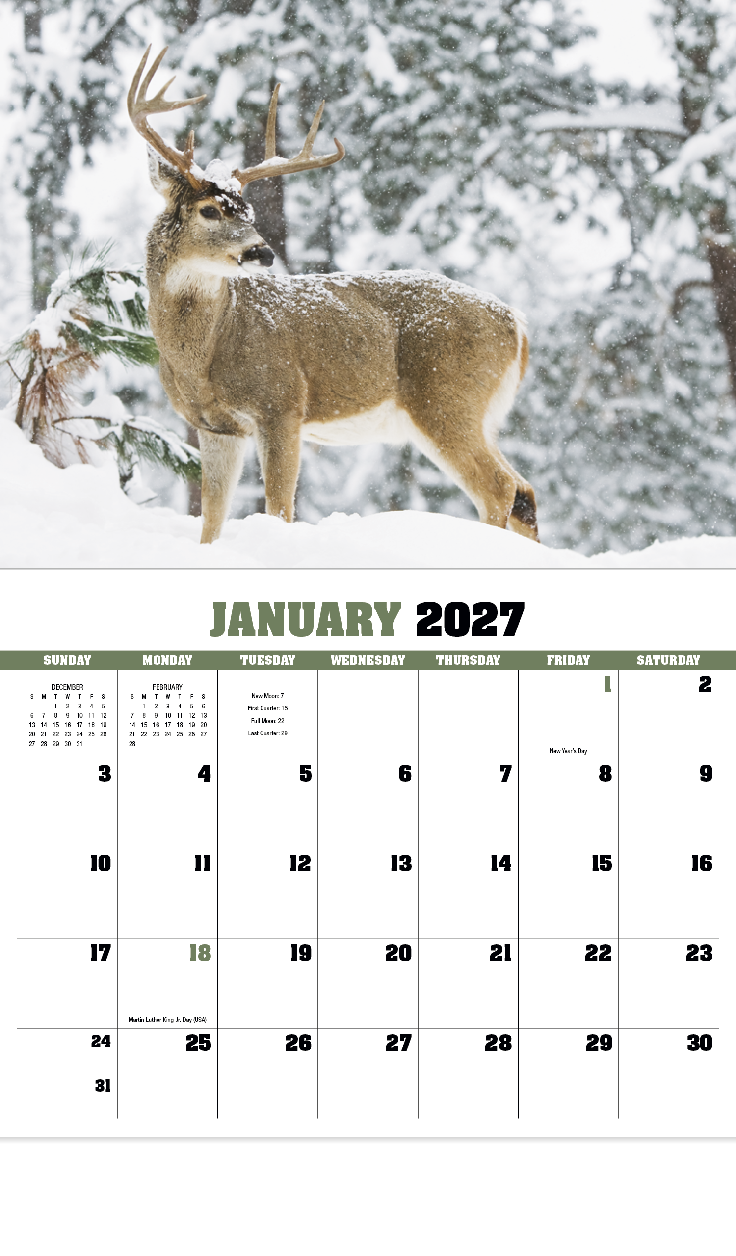 HotLine® Products Trophy Whitetail Deer Appointment Calendar - Stapled 43