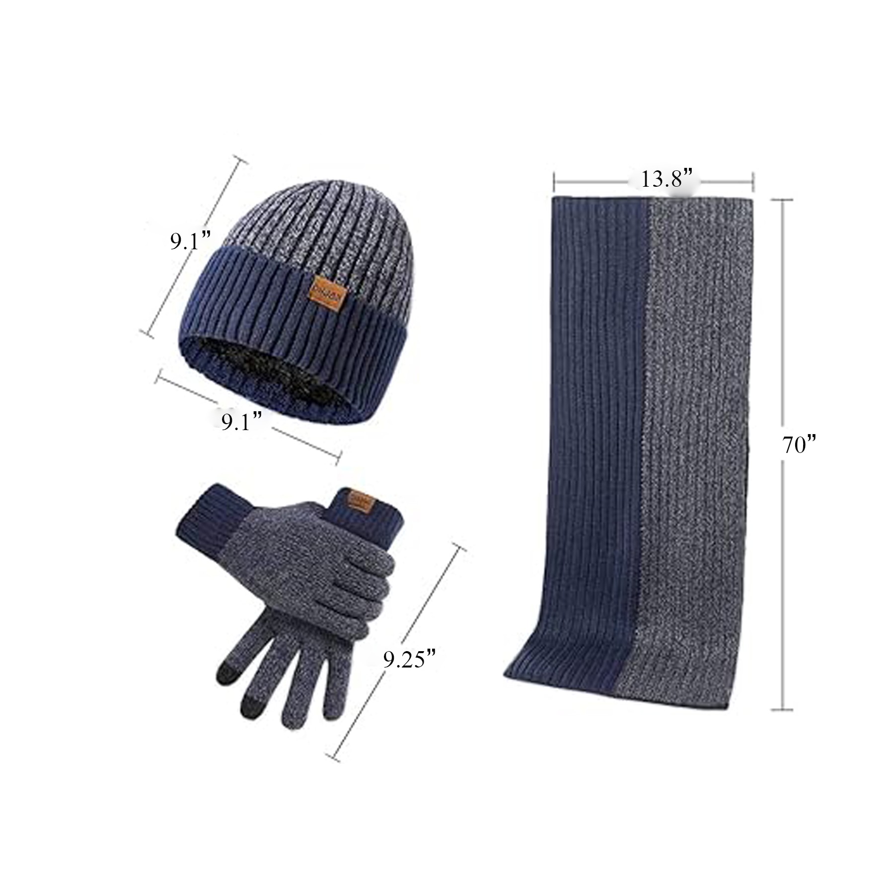 Beanie Hat Scarf Touch Screen Gloves Set 1