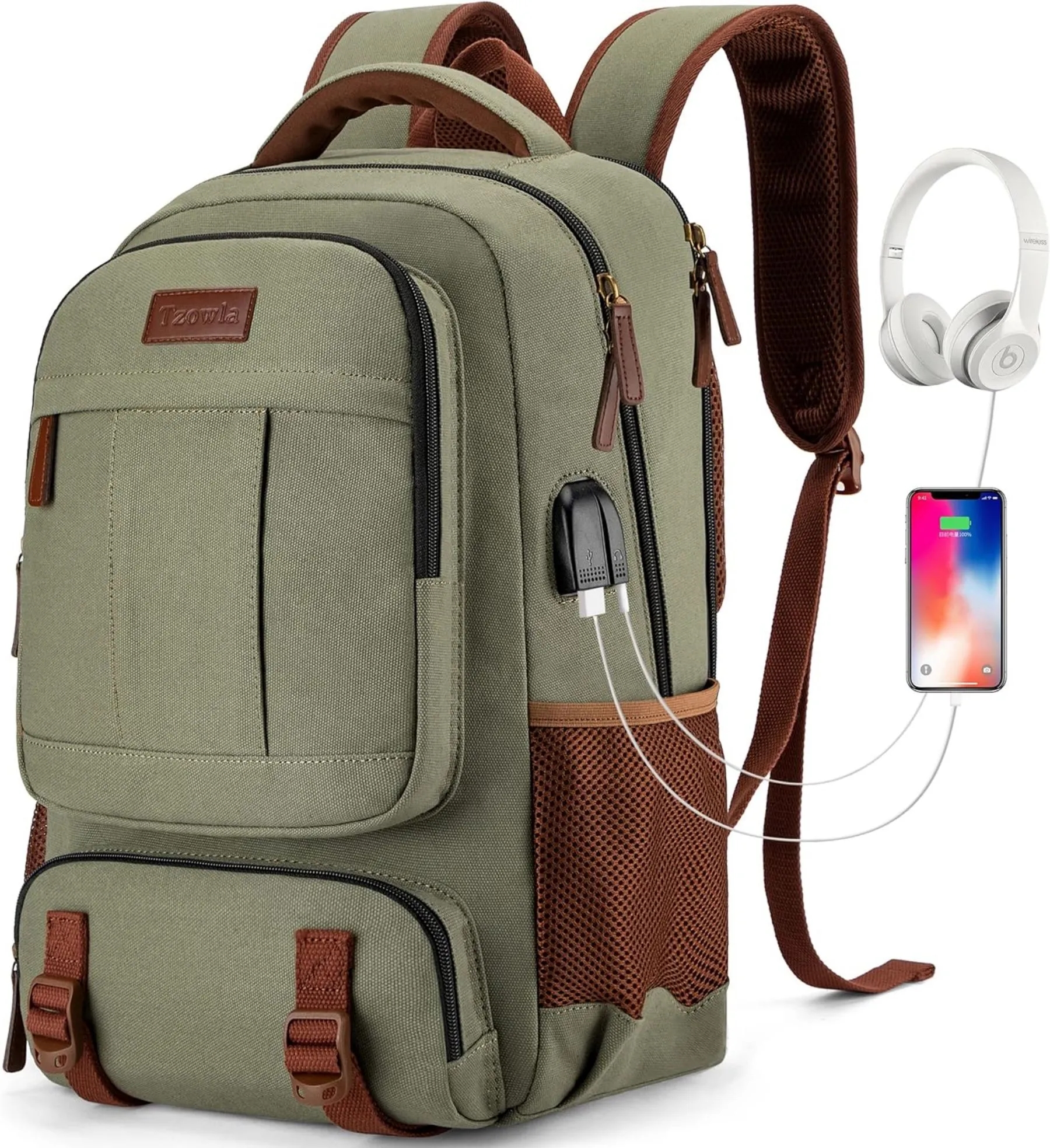USB Charging Canvas Laptop Backpack 11