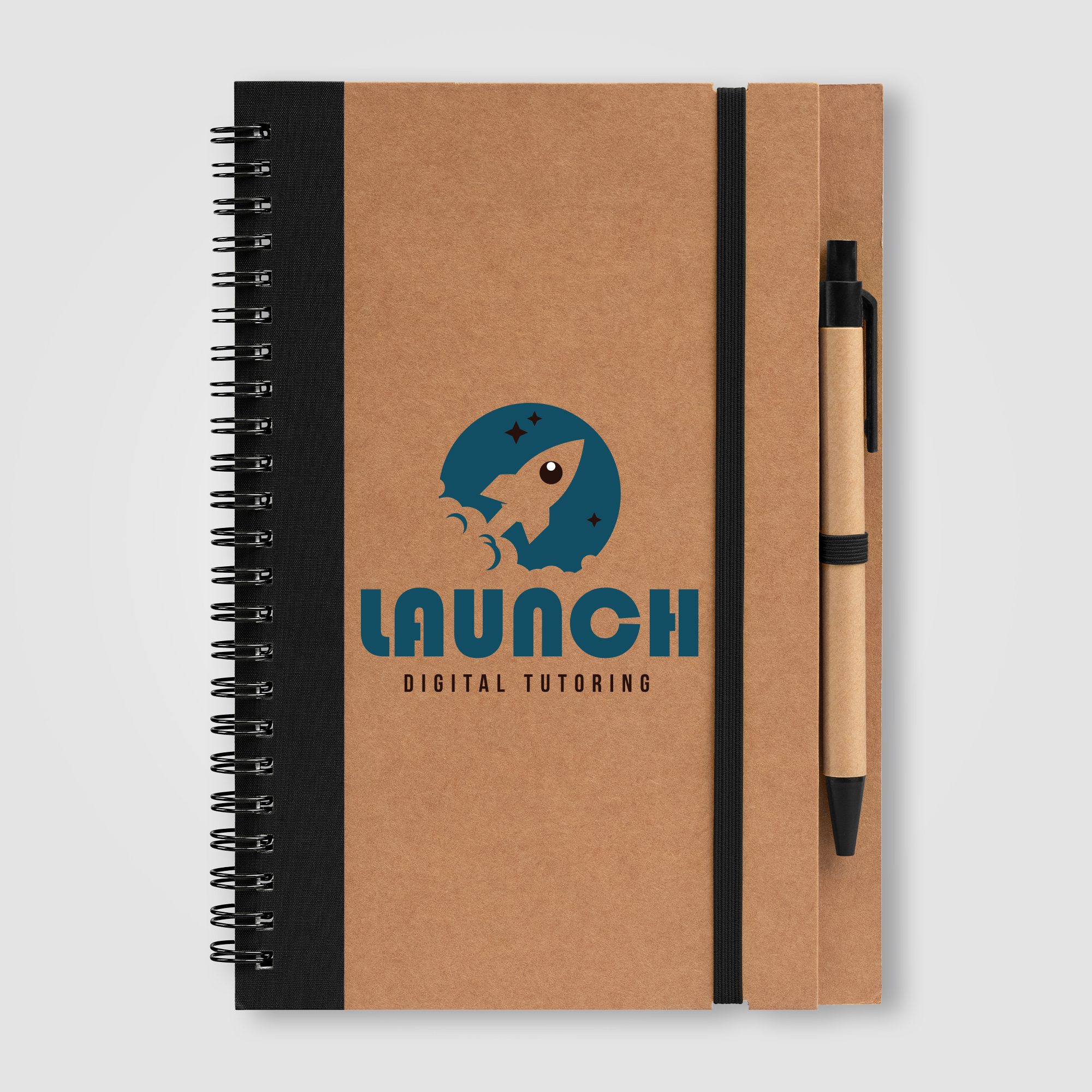 Kraft Hard Cover Spiral Notebook with Pen 15